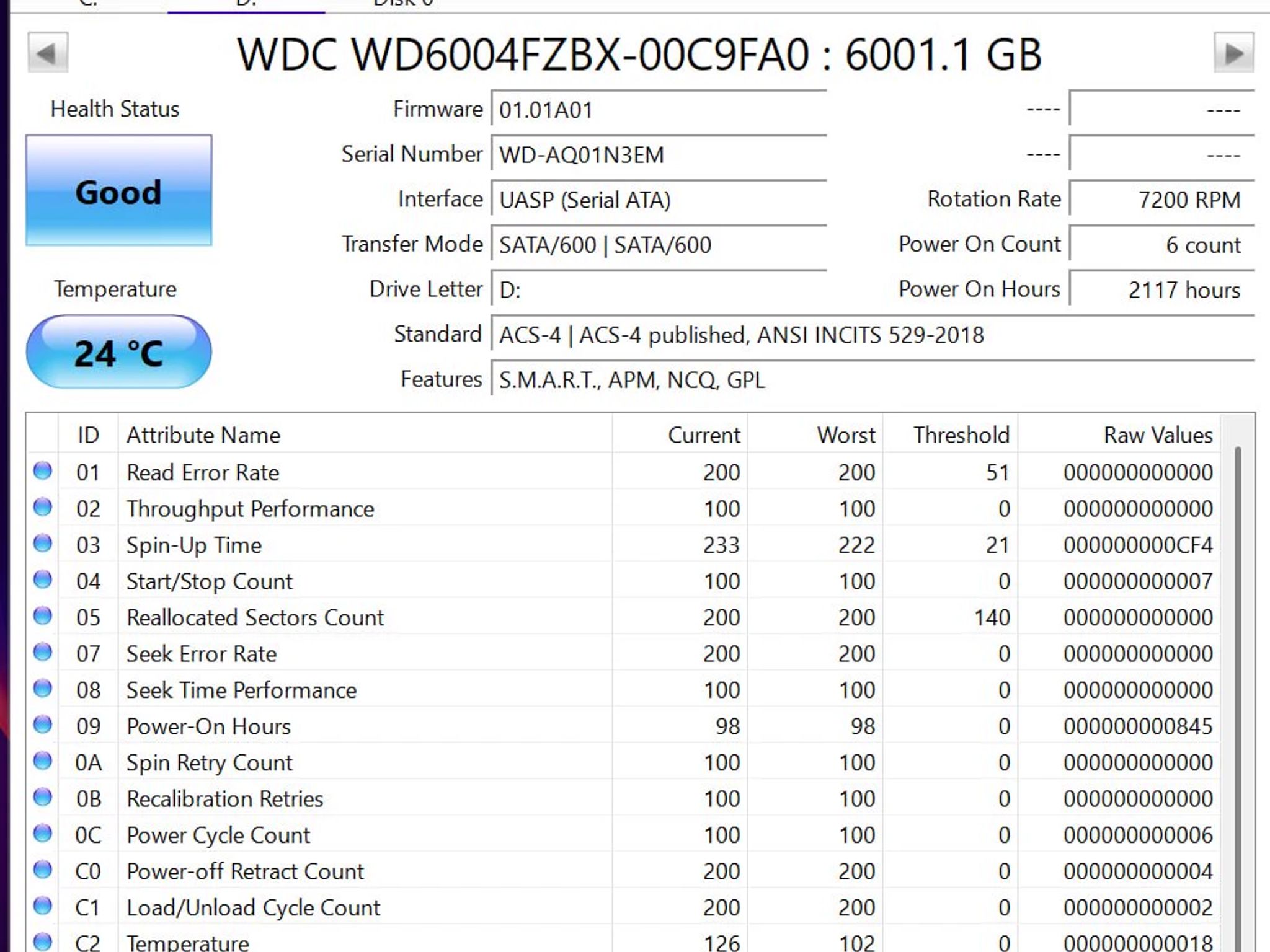 WD Black 6TB HDDs - SMART Good