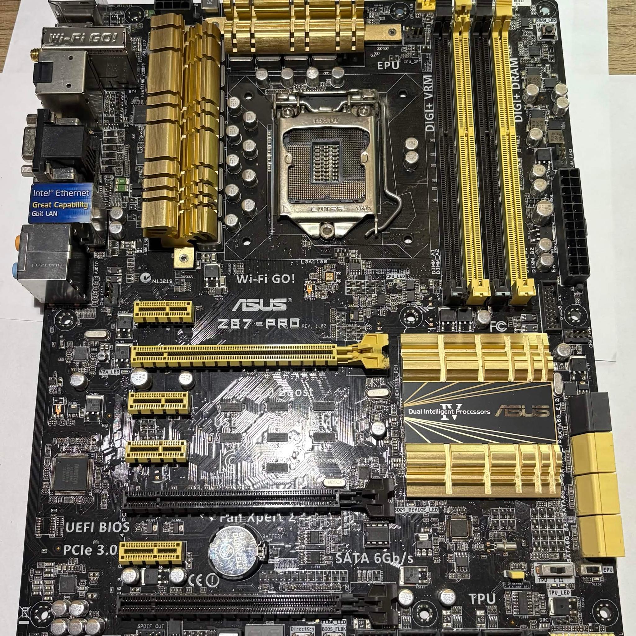 ASUS Z87-PRO LGA1150 Motherboard – Wi-Fi GO! – DDR3 – Tested Working – I/O Shield Included