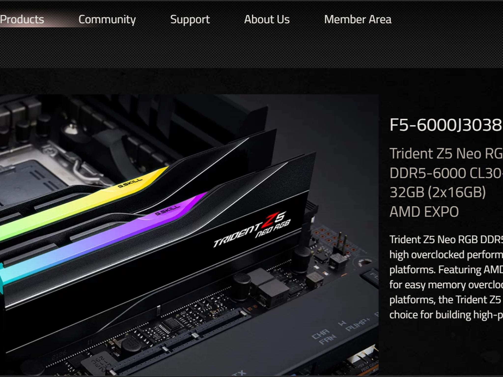 G.Skill Trident Z5 Neo RGB (AMD Expo) DDR5 RAM 32GB 6000MT/s CL30