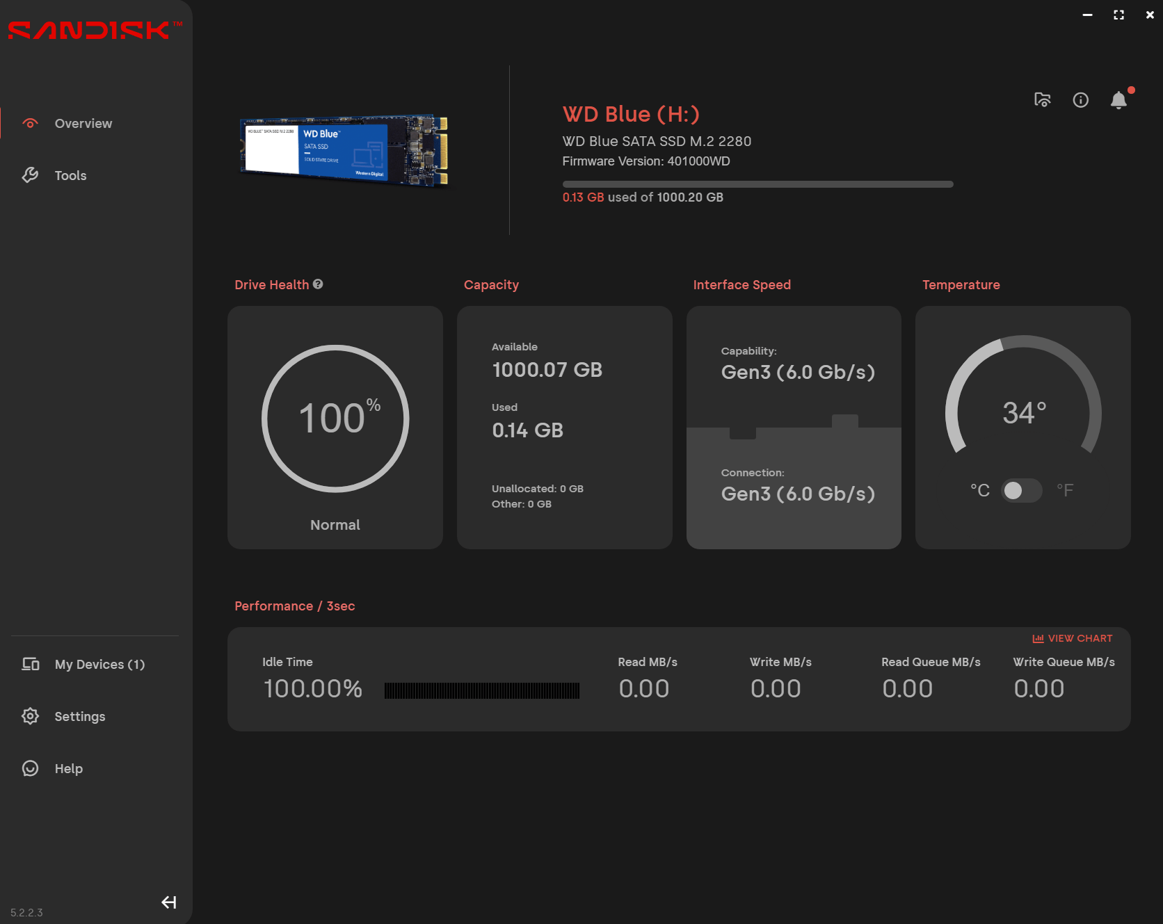 WD Blue 1TB SATAIII M.2 2280 SSD (With Silverstone MS09 M.2 SATA To 10Gbps USB3.1 Enclosure)
