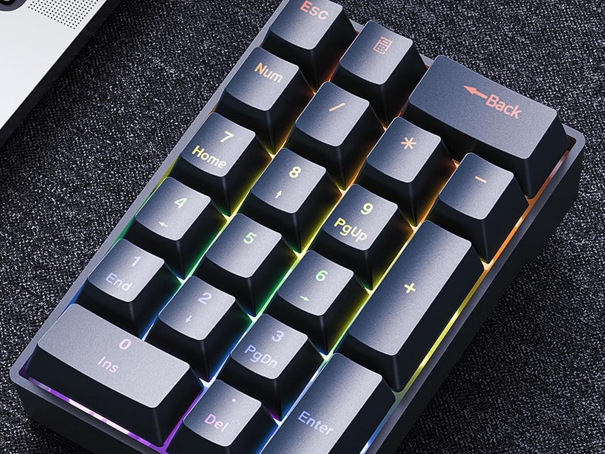 DAGK Wired Mechanical Number Pad Rainbow LED Backlit 20-Key Number Pad- Black
