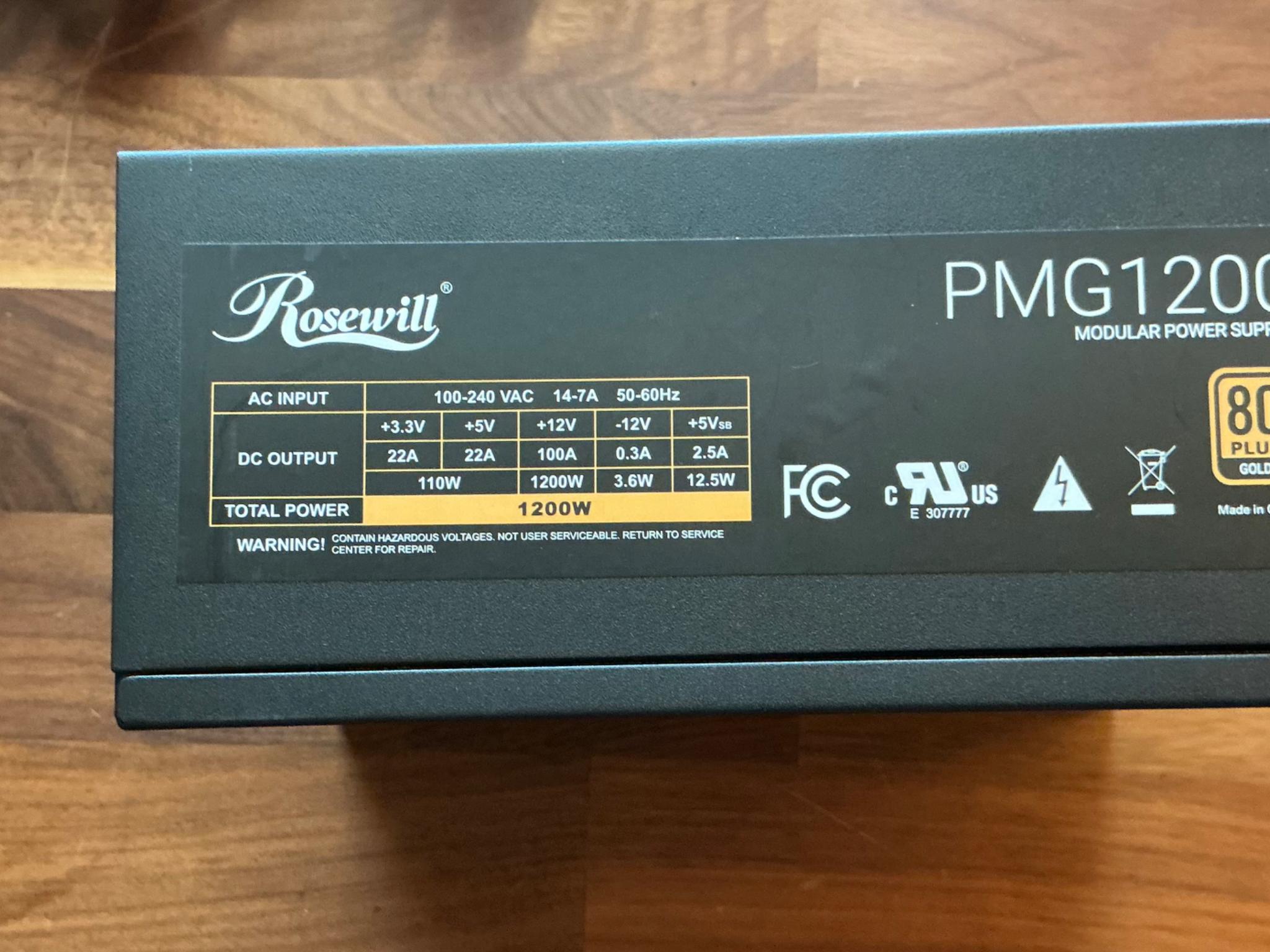 Rosewill PMG 1200 fully modular power supply