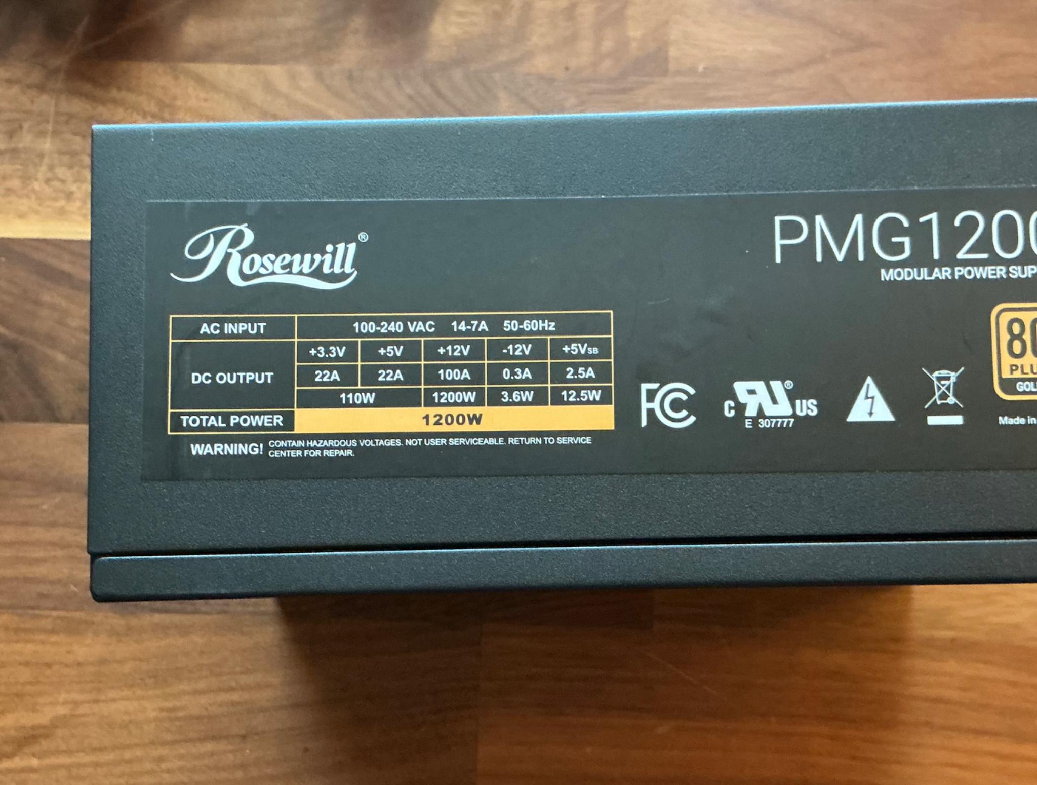 Rosewill PMG 1200 fully modular power supply
