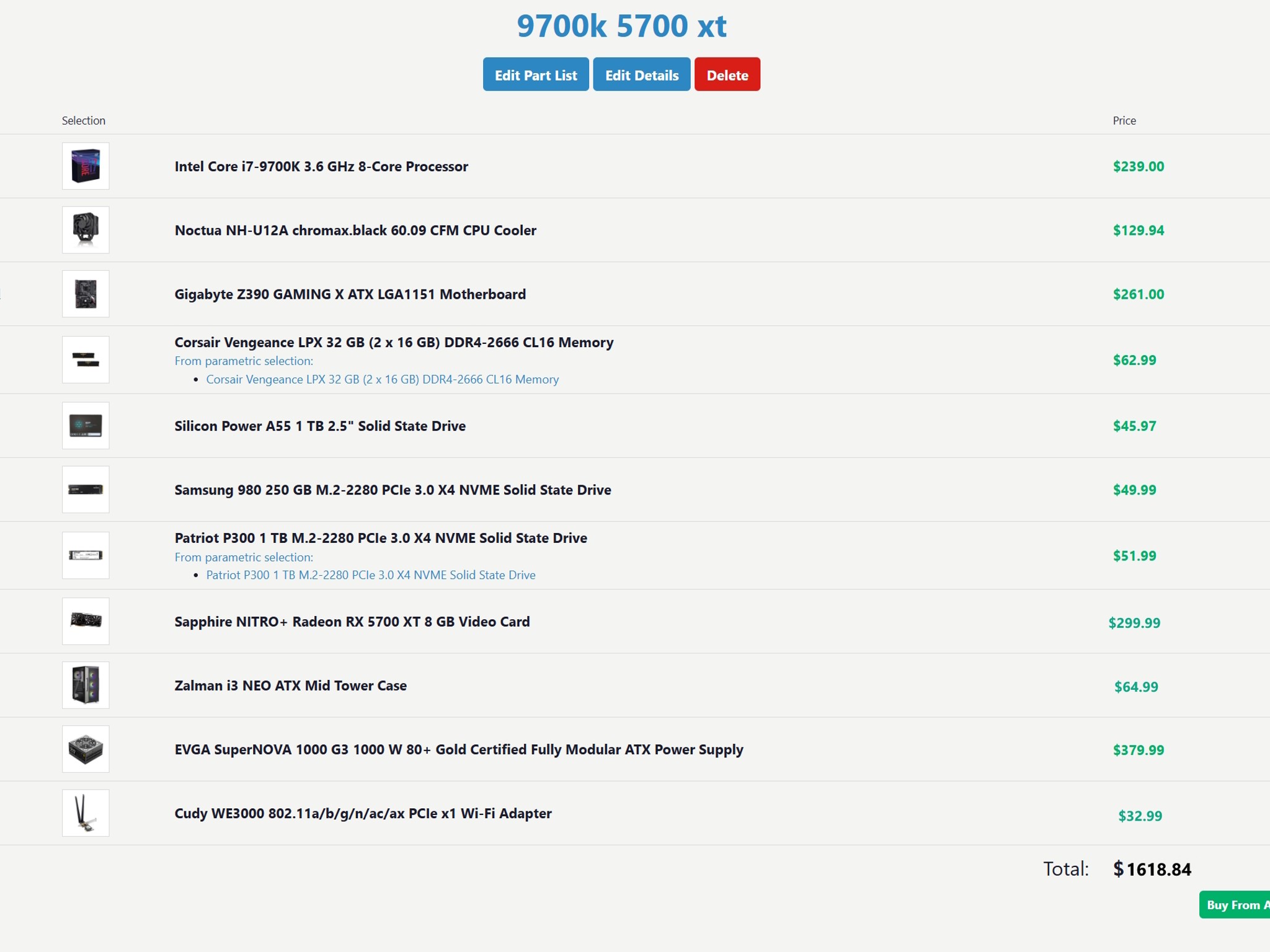 Sapphire RX 5700 XT I7 9700K 1000watt PSU 32GB DDR4 NOS Build