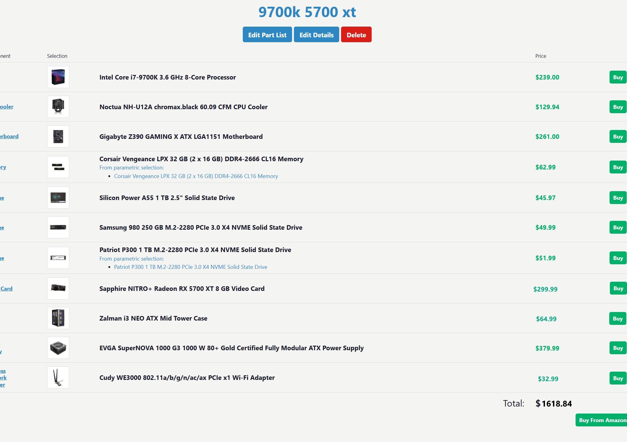 Sapphire RX 5700 XT I7 9700K 1000watt PSU 32GB DDR4 NOS Build
