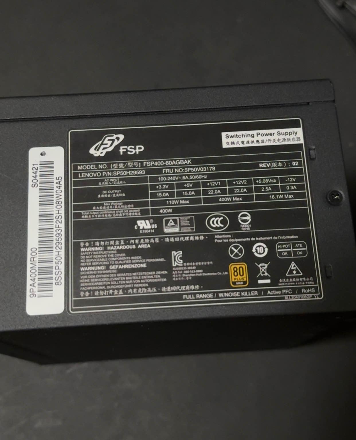 FSP 400w 80+ Gold 9PA400MR00