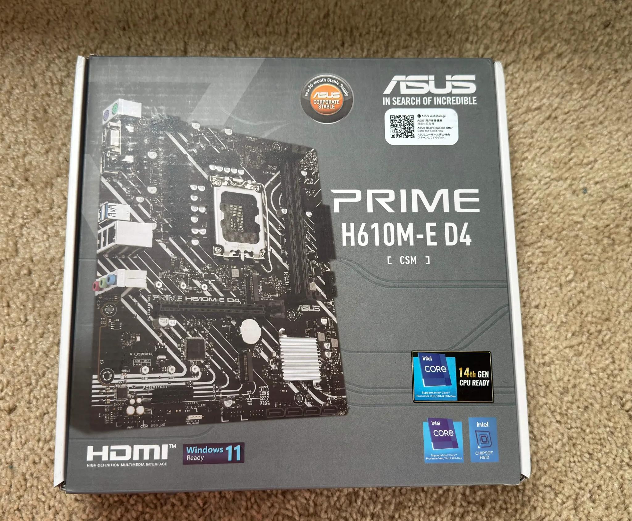 New ASUS Prime H610M-E D4 Motherboard