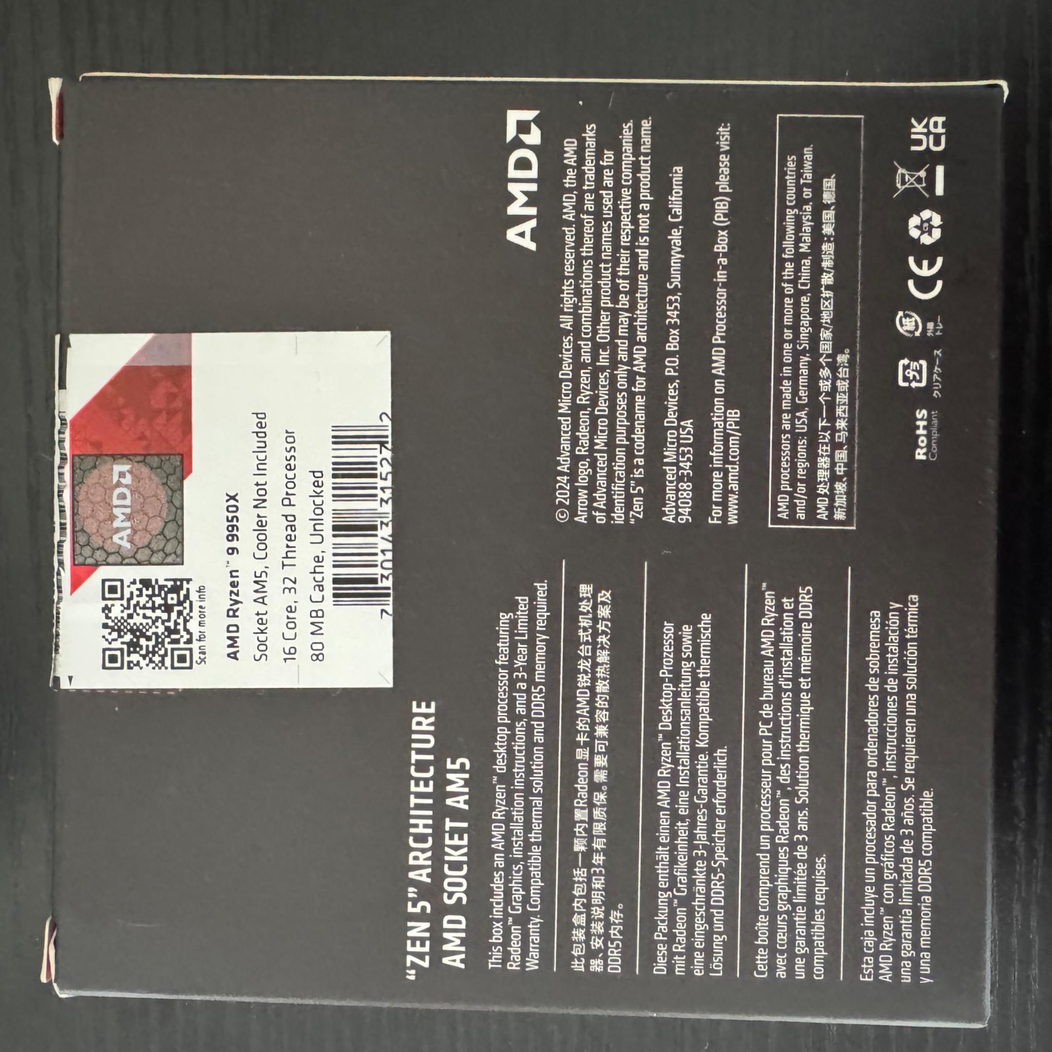 **For Sale** very lightly used AMD Ryzen 9950x