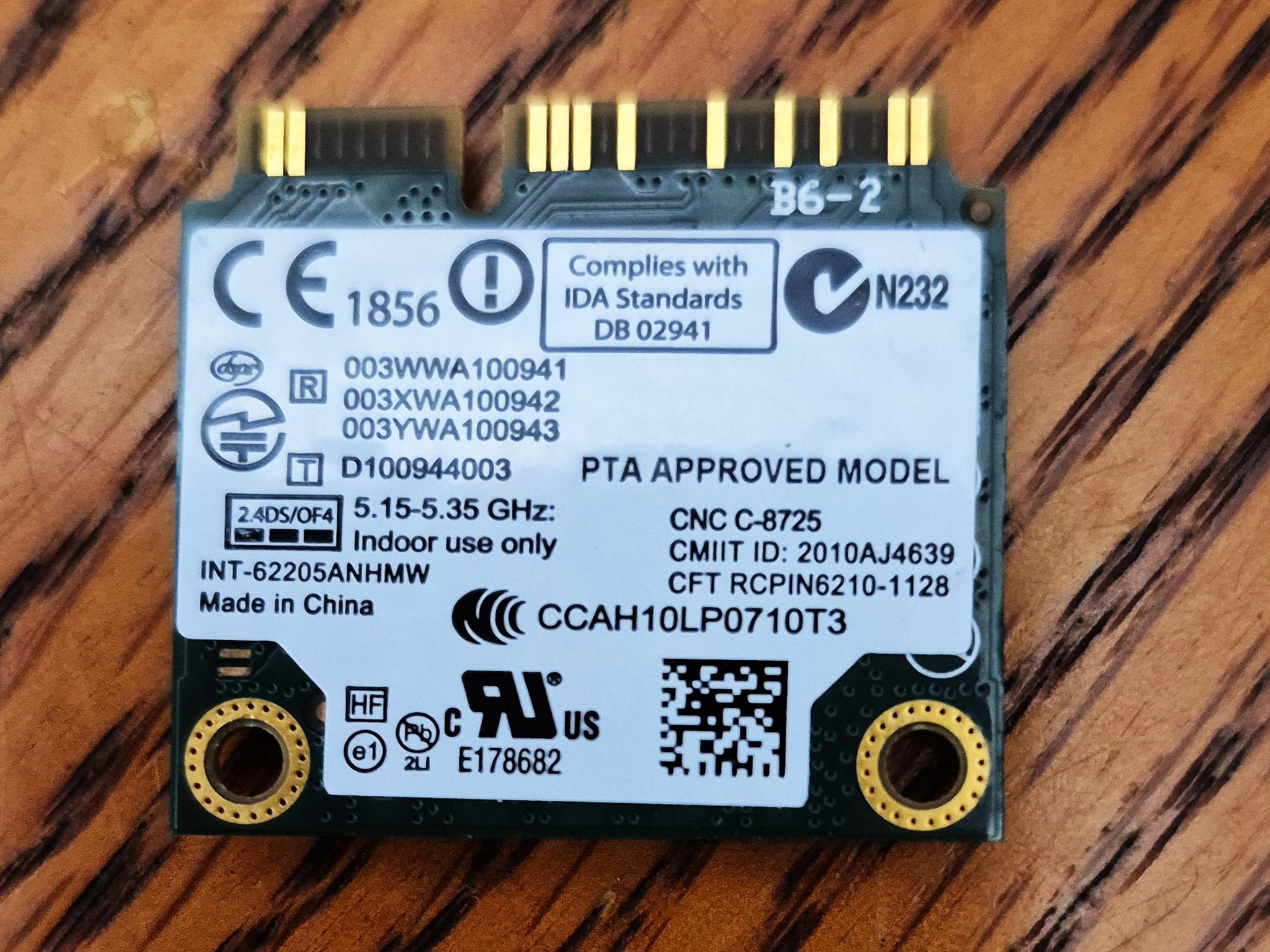 Intel Advanced-N 6205 Wireless WiFi 802.11 a/b/g/n PCI Card (A01) X9JDY