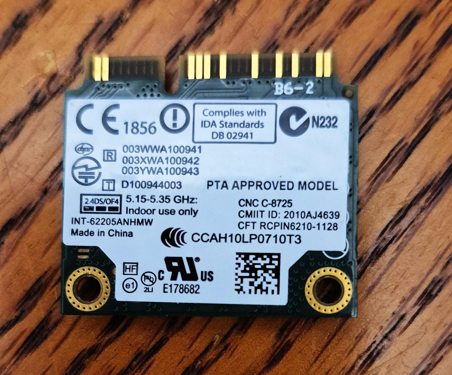 Intel Advanced-N 6205 Wireless WiFi 802.11 a/b/g/n PCI Card (A01) X9JDY