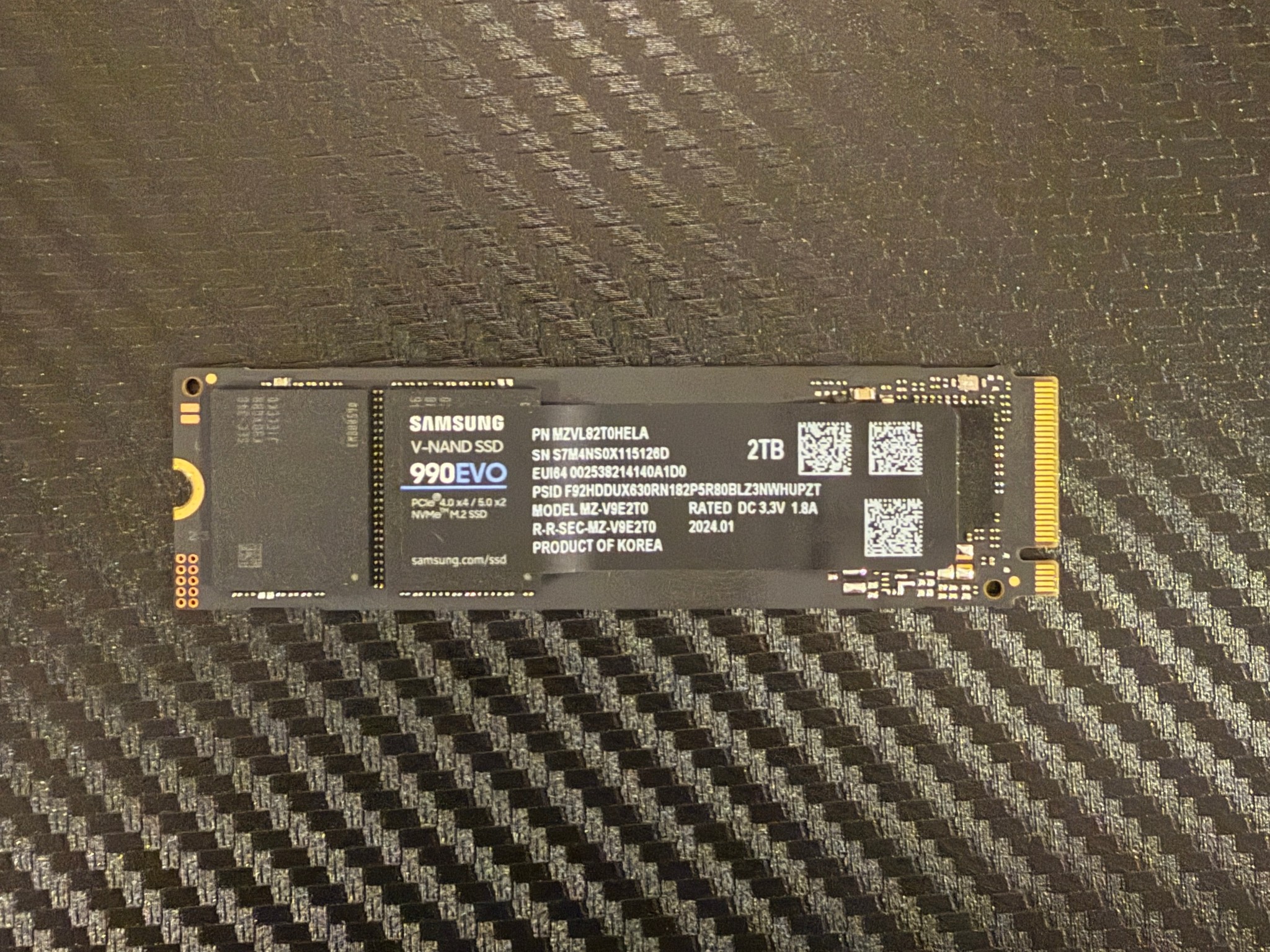 100% Health - Samsung 990 Evo 2TB PCIE 5.0/4.0 NVME SSD