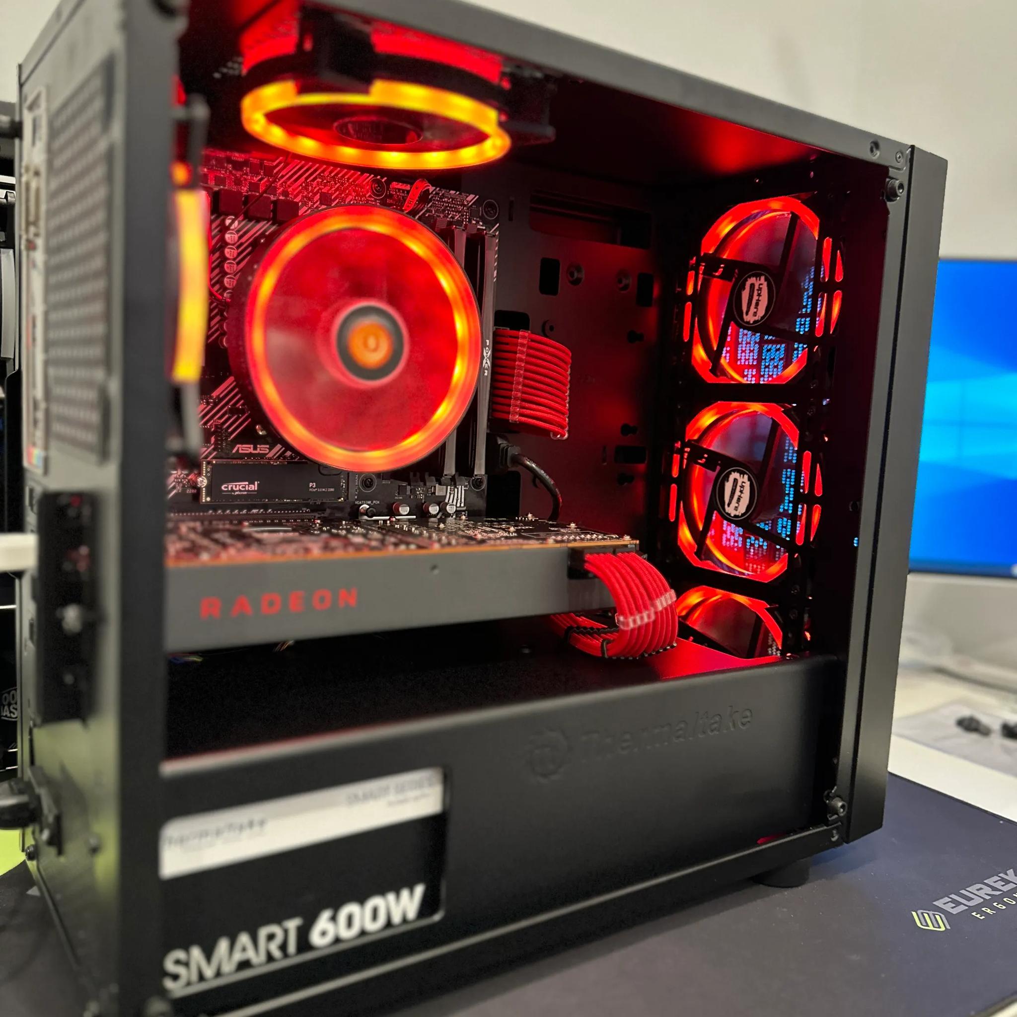 🛑🩸Red Team☄️🔴||Gaming PC-Ryzen 5 5500 6-Core -AMD RX 5700XT 8GB-500GB  SSD Drive-16GB DDR4 RAM