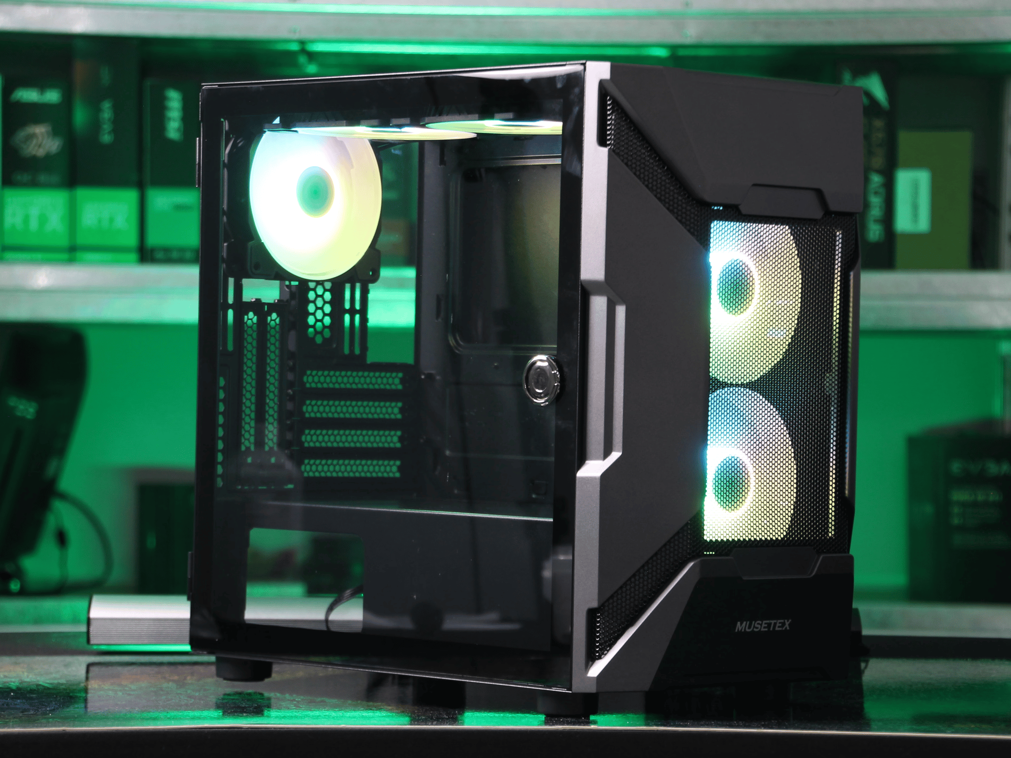 MUSETEX MK7-GN5 ARGB MicroATX Mini Tower Case (Black)