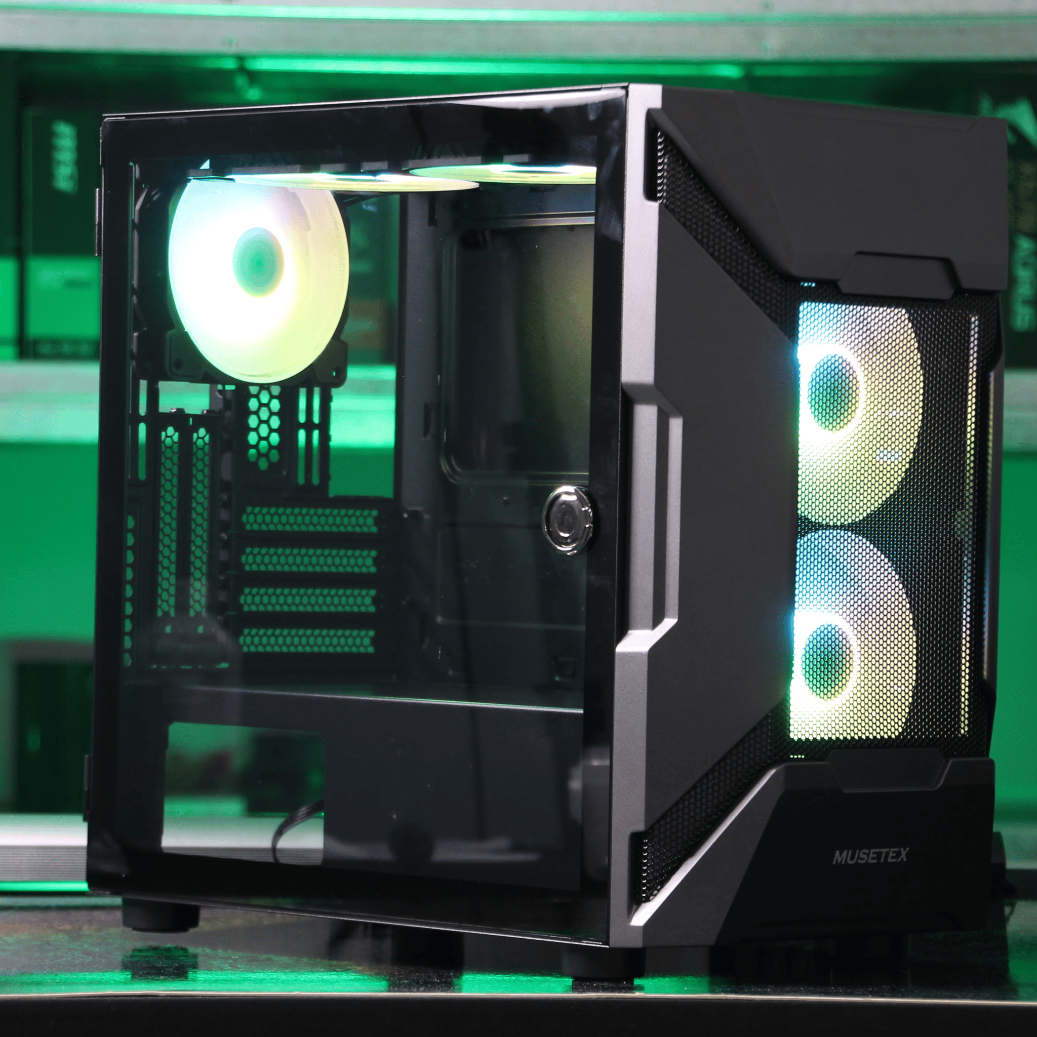 MUSETEX MK7-GN5 ARGB MicroATX Mini Tower Case (Black)
