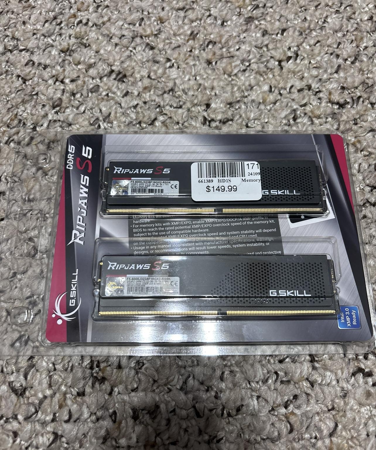G Skill Ripjaws S5 DDR5-6000 CL32-38-38-96