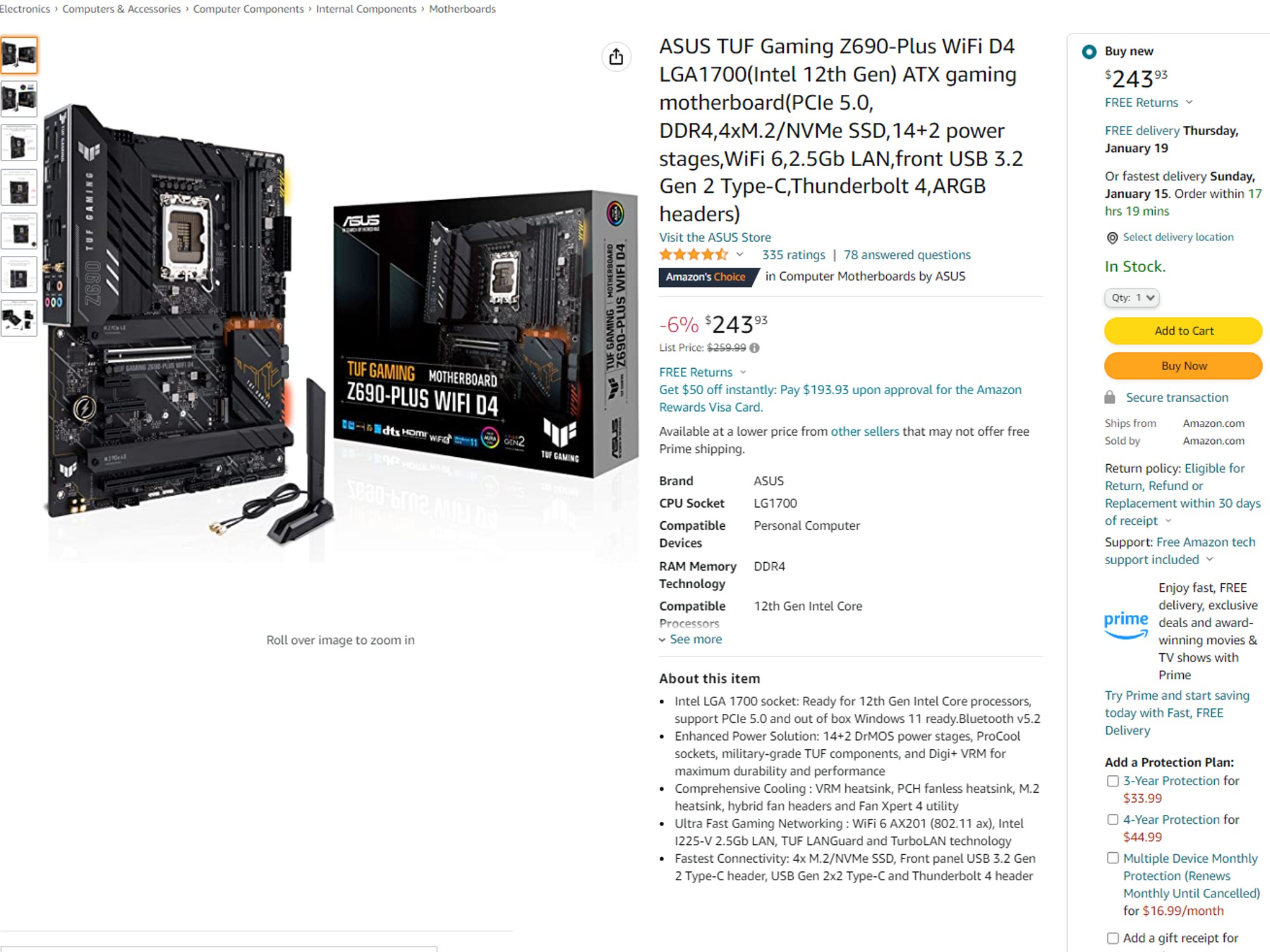 Act fast! BNIB/NEW/Sealed Asus TUF gaming z690-plus WIFI D4