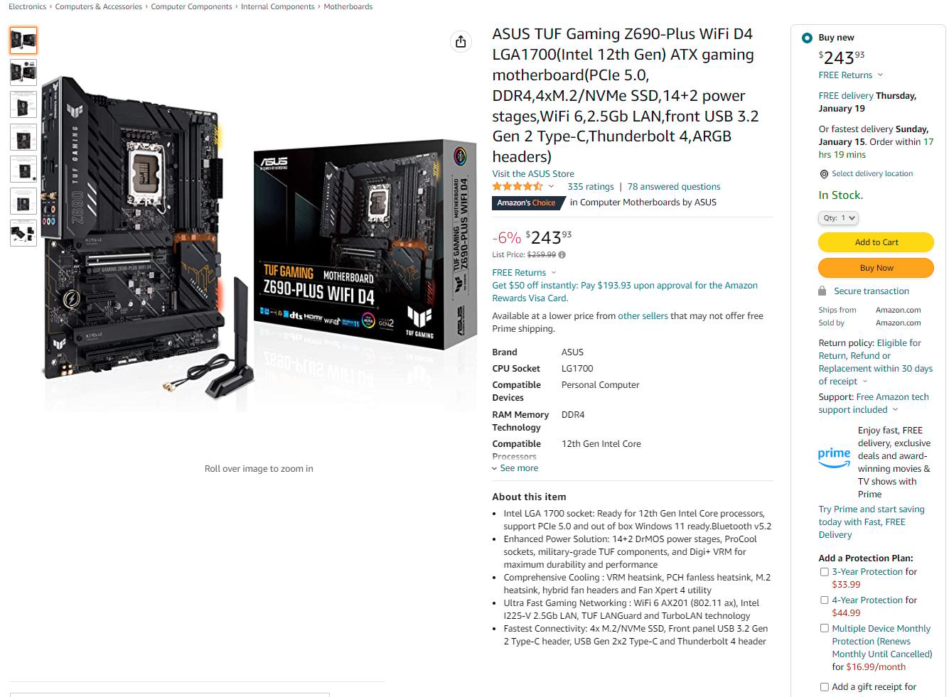 Act fast! BNIB/NEW/Sealed Asus TUF gaming z690-plus WIFI D4