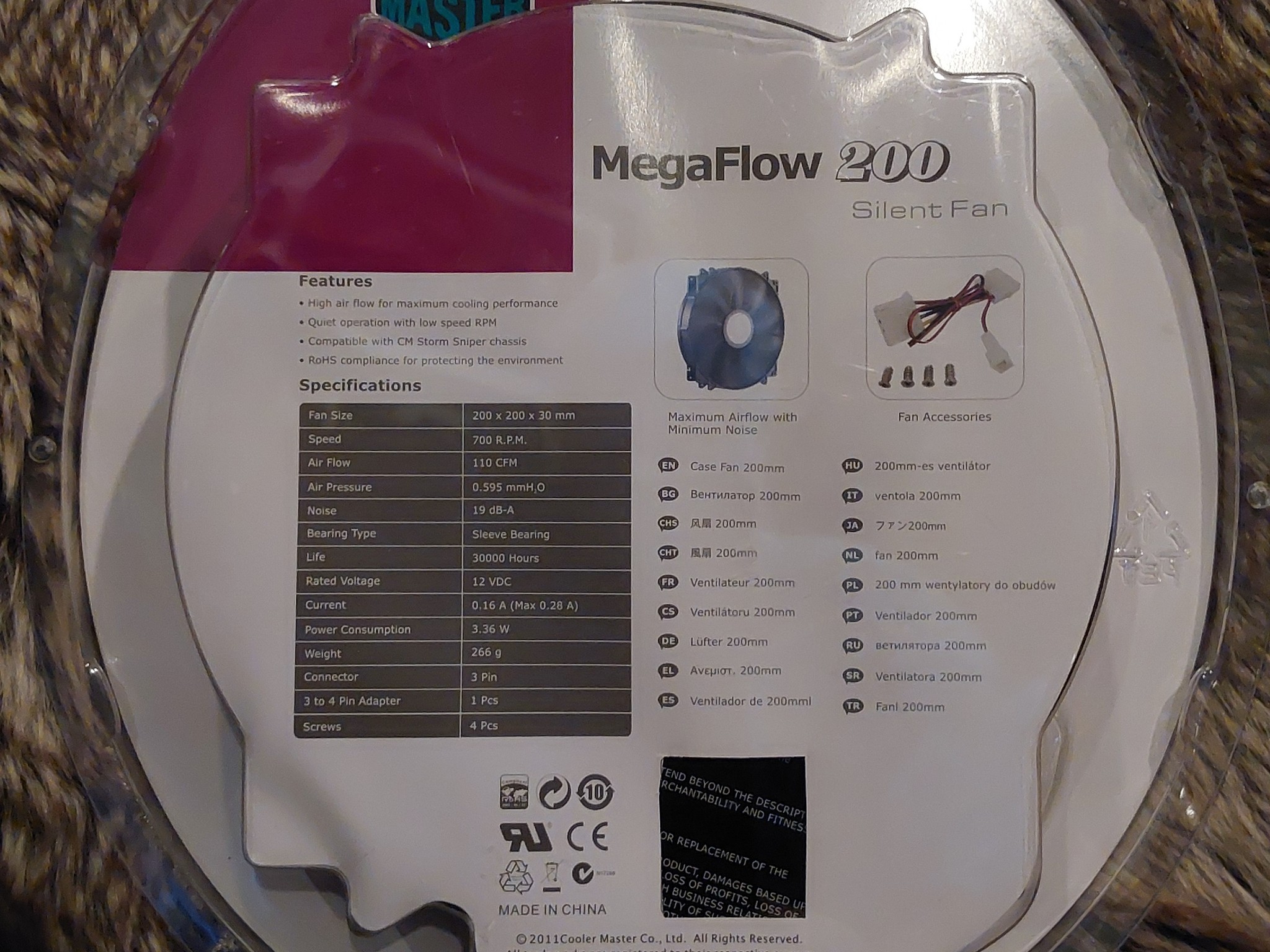 NEW COOLER MASTER MEGAFLOW 200mm SILENT CASE FAN