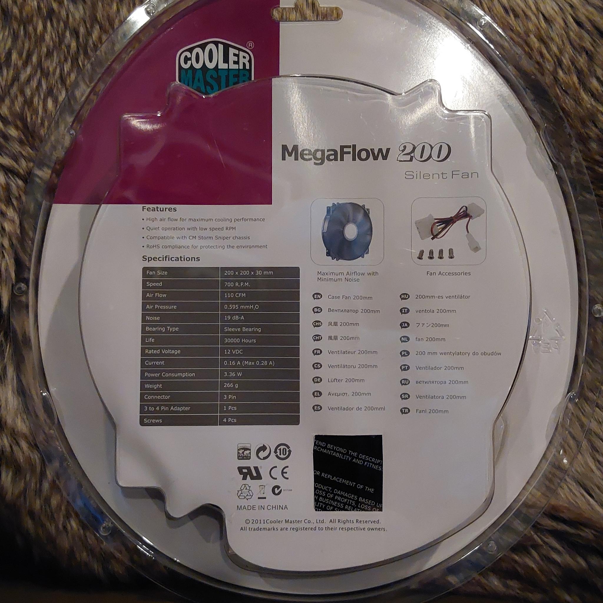 NEW COOLER MASTER MEGAFLOW 200mm SILENT CASE FAN