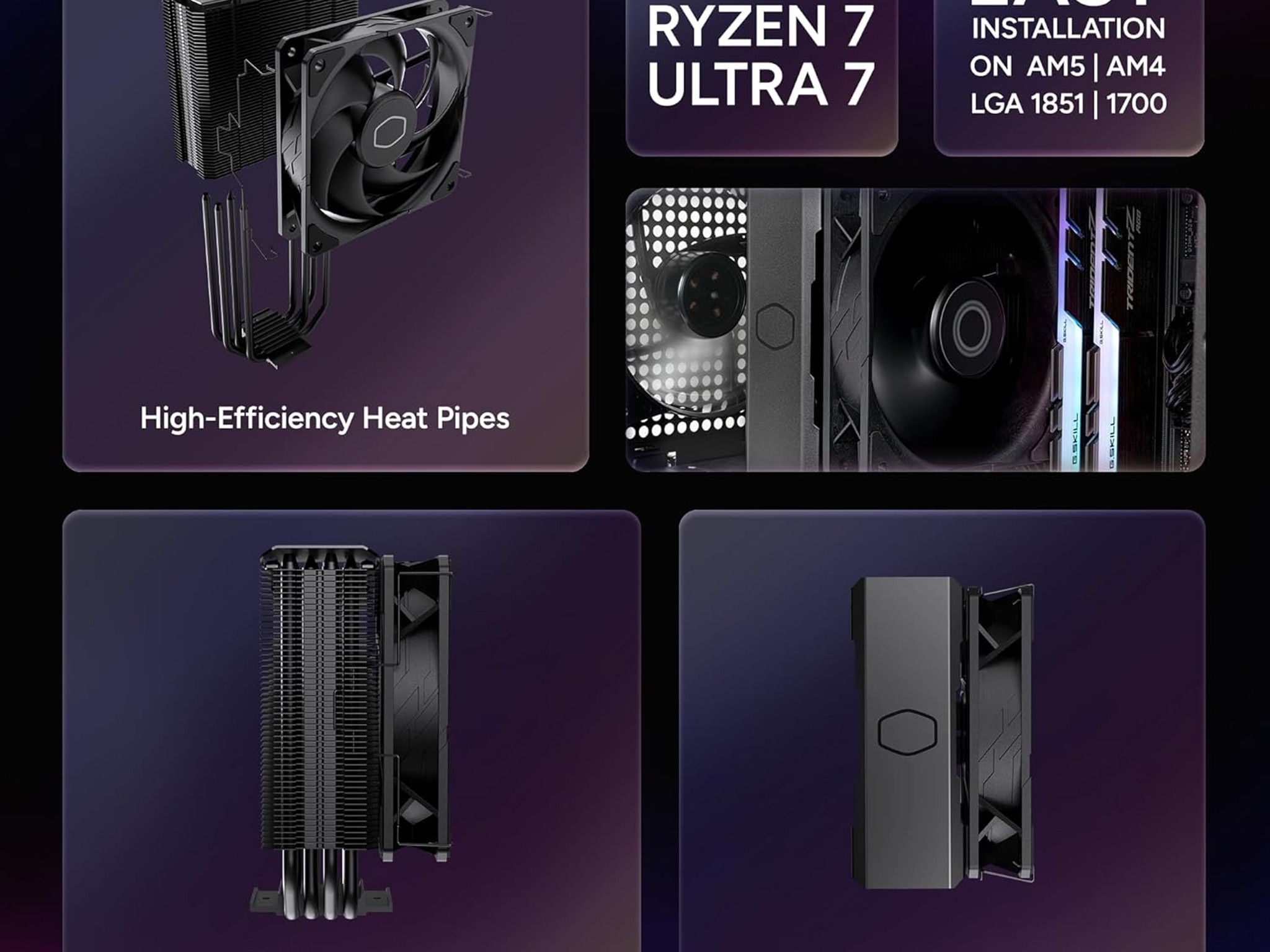 Cooler Master Hyper 212 Black CPU Air Cooler – 120mm High Performance PWM Fan
