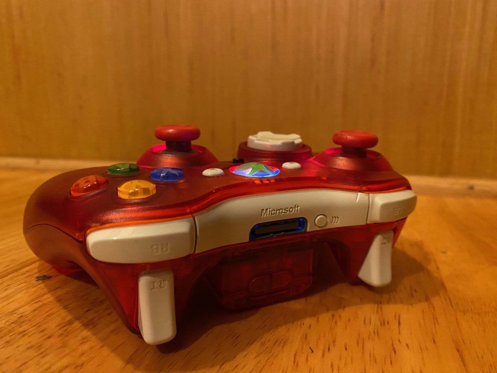 Custom clear red Xbox 360 controller - Hall effect - LEDs - RESTORED