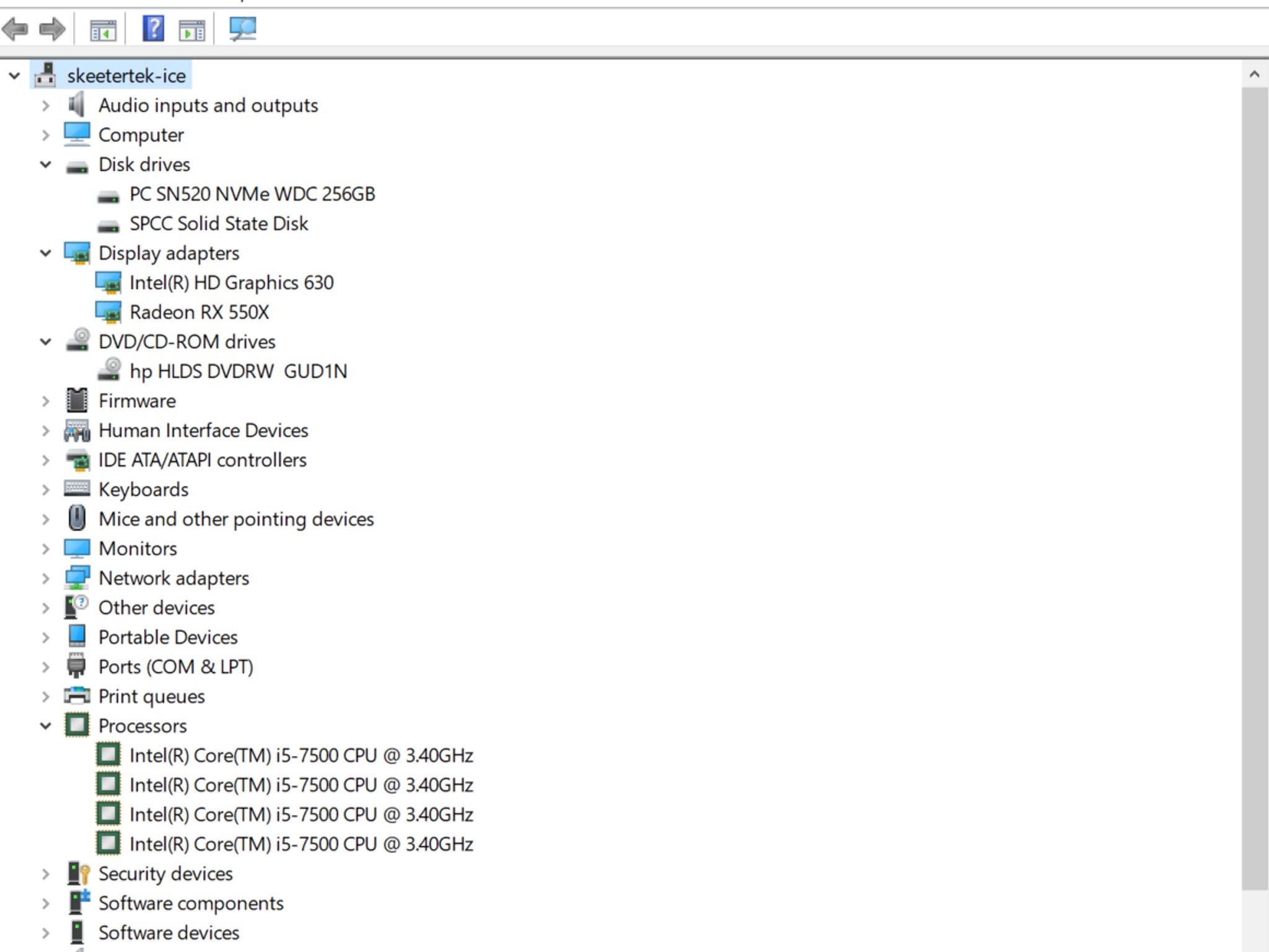 Custom ProDesk 600 G3-2xSSD (256 OS/1Tb Storage) i5-7500, 16 GB RAM RX550 SFF