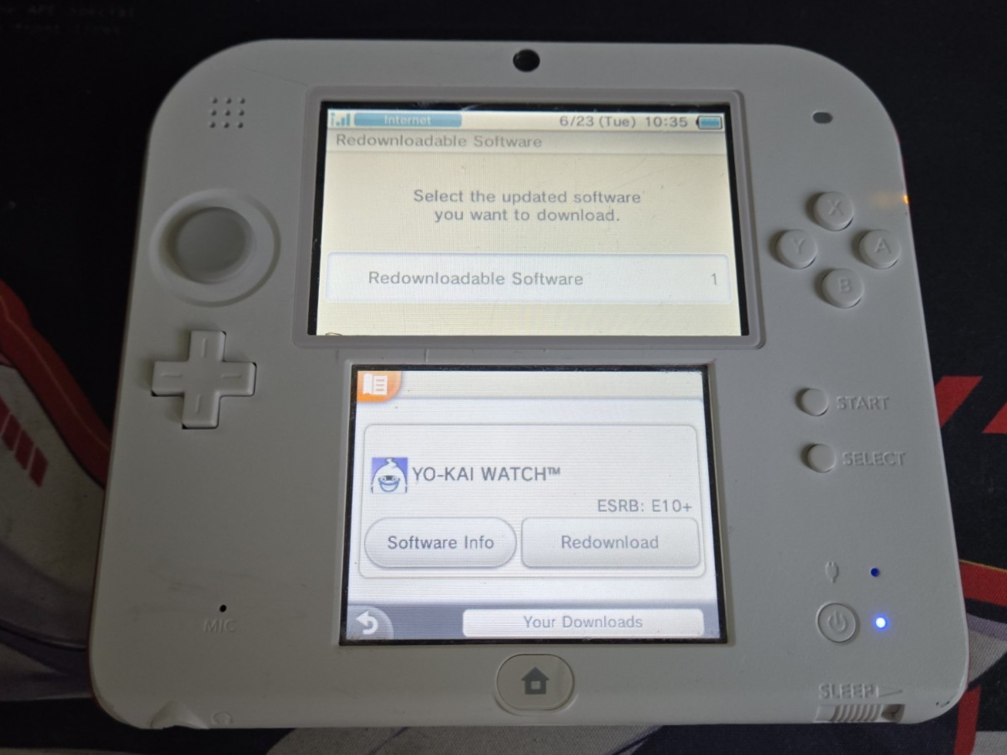 CUSTOM REFURBISHED Nintendo 2DS White/Red Handheld Console with Yo-Kai Watch