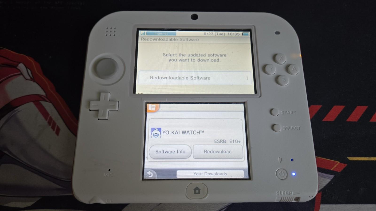 CUSTOM REFURBISHED Nintendo 2DS White/Red Handheld Console with Yo-Kai Watch