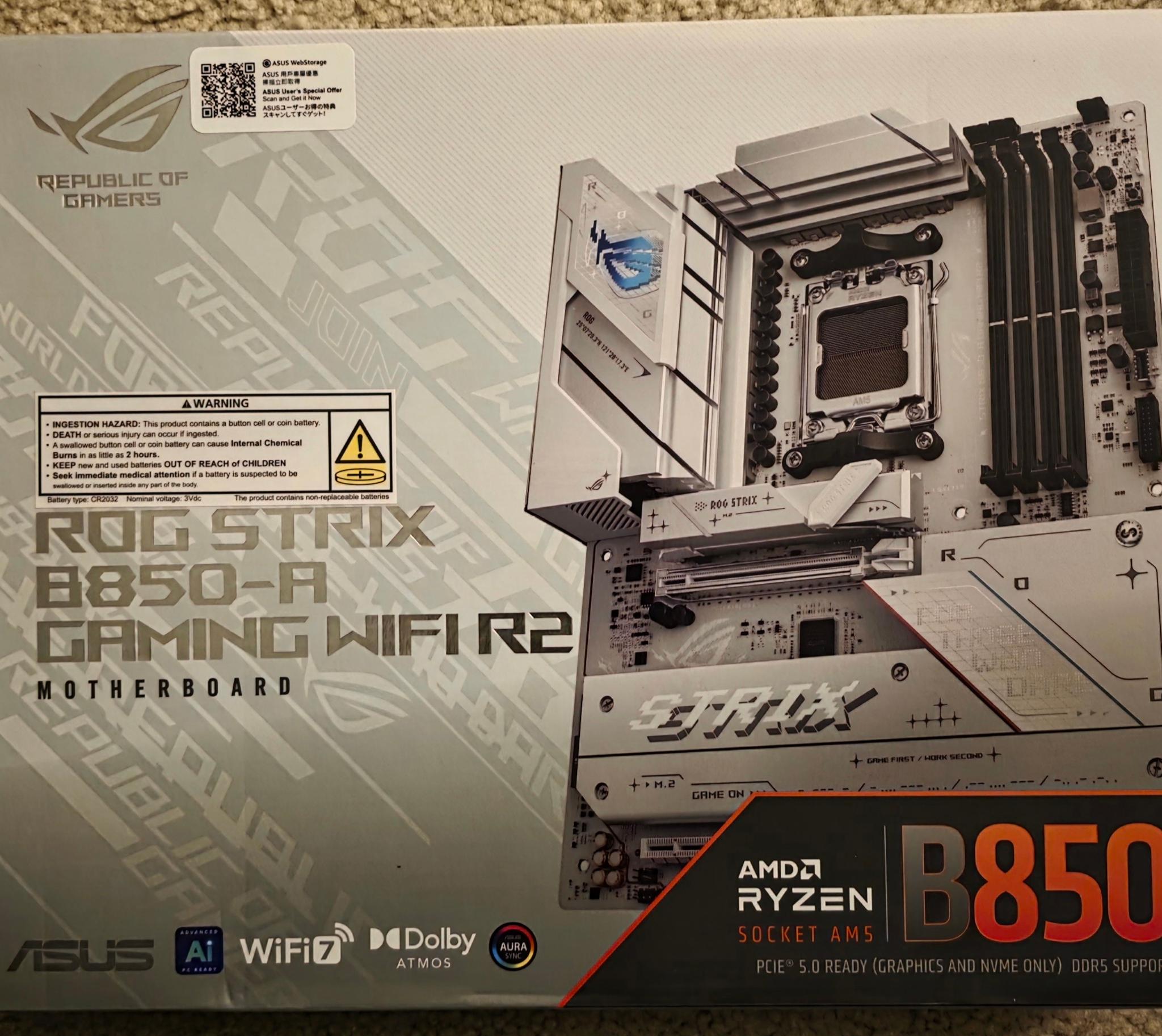 ASUS ROG STRIX B850-A GAMING WIFI R2 AM5 ATX Motherboard Brand New Sealed