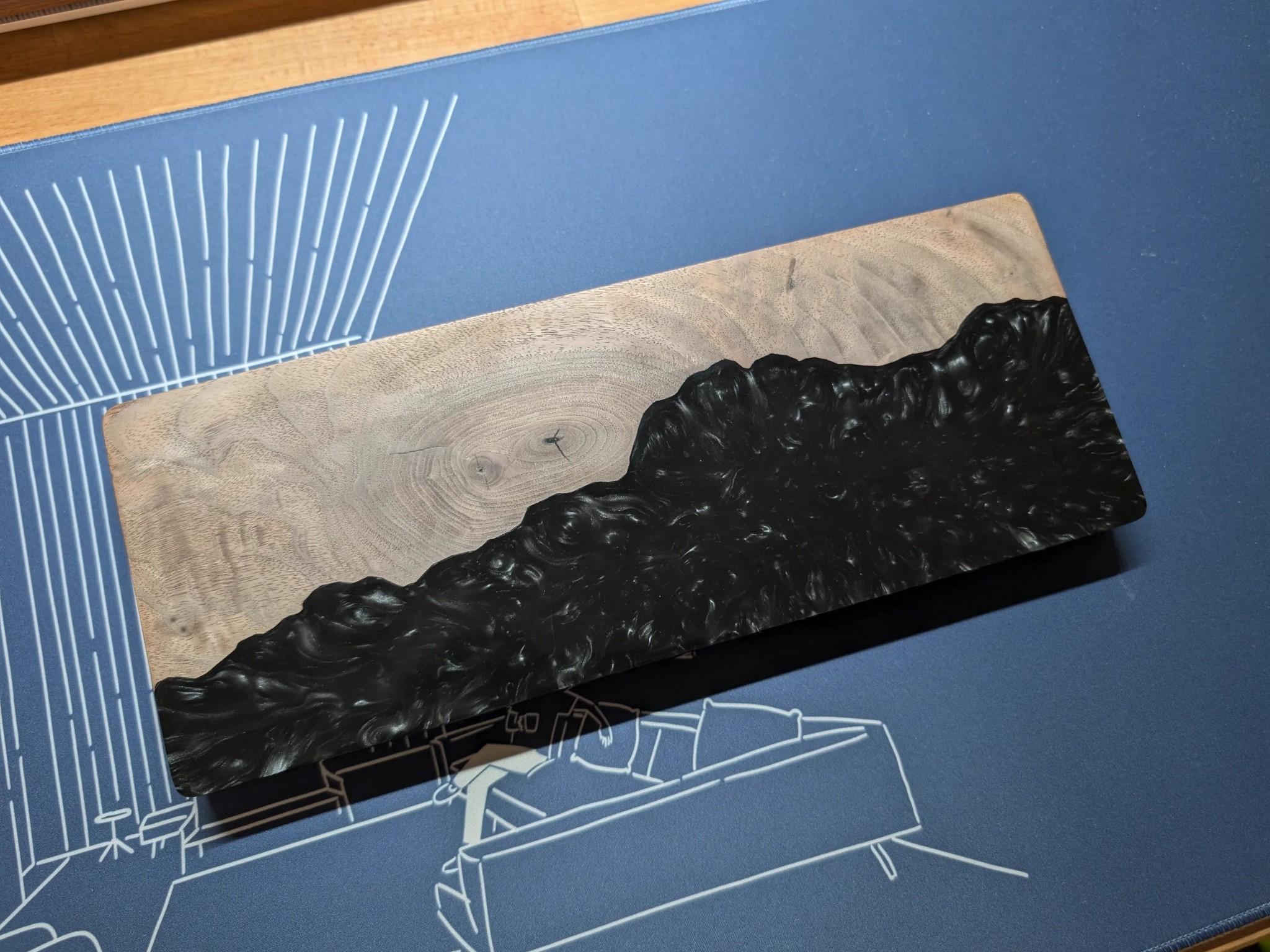 Artisan Walnut Wood Black Resin 65% Keyboard Case & Wrist Rest + DZ65 RGB V3 PCB