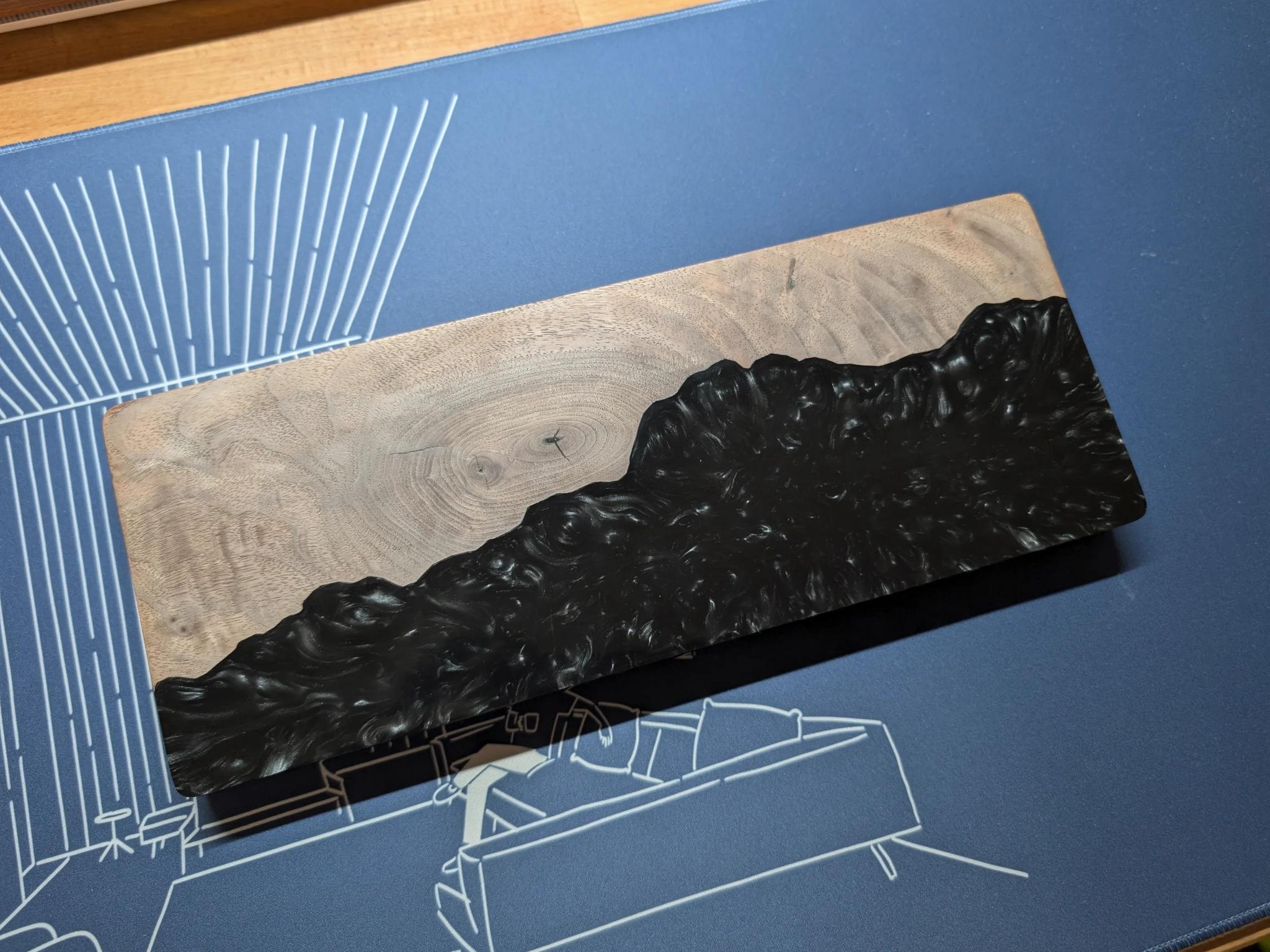 Artisan Walnut Wood Black Resin 65% Keyboard Case & Wrist Rest + DZ65 RGB V3 PCB