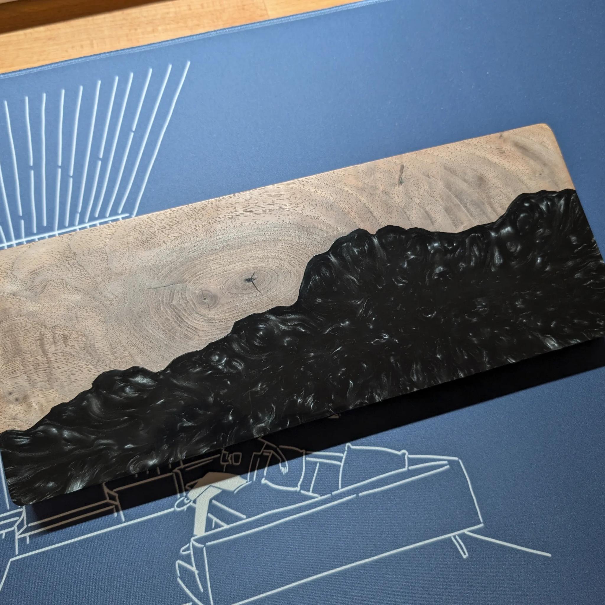 Artisan Walnut Wood Black Resin 65% Keyboard Case & Wrist Rest + DZ65 RGB V3 PCB