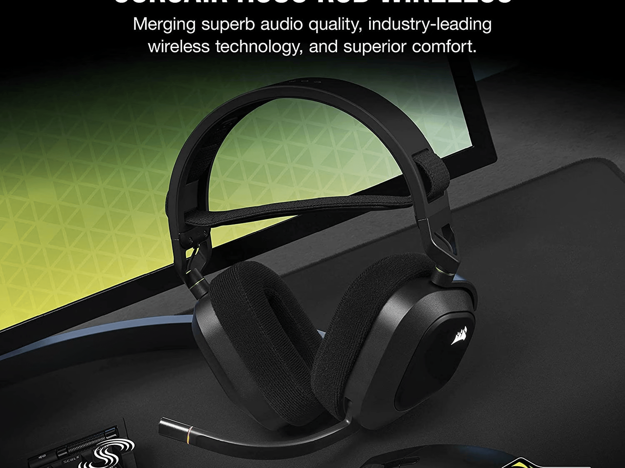 CORSAIR HS80 RGB WIRELESS Premium Gaming Headset with Spatial Audio — Carbon