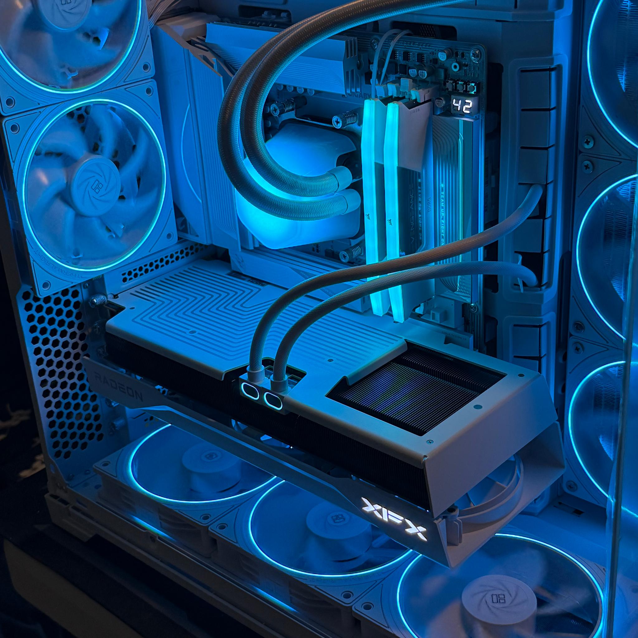 Premium Custom Gaming PC All White Build.  9800X3D and 9070XT XFX Swift