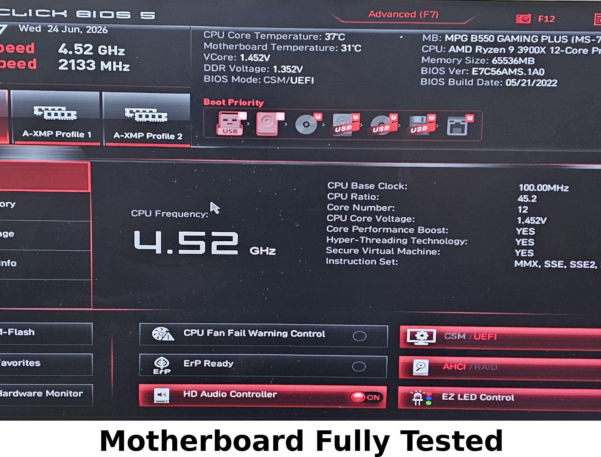 MSI MPG B550 Gaming Plus AM4 DDR4 ATX Motherboard