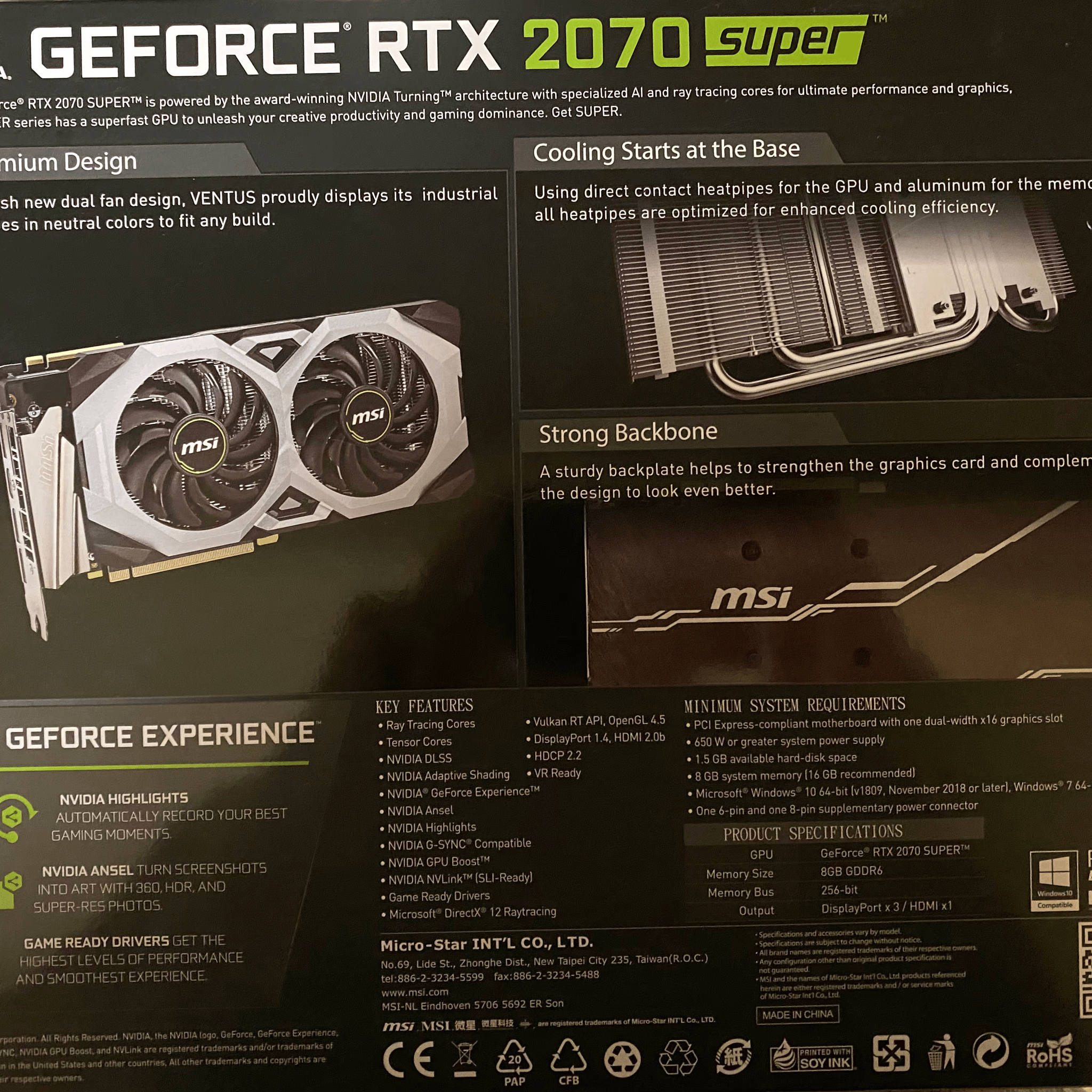 MSI RTX 2070 Super 8GB Ventus GP OC 