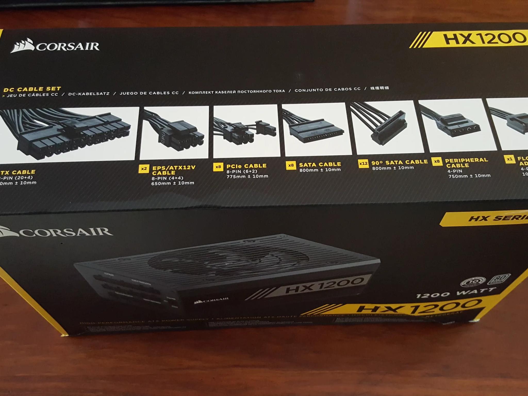 Corsair HX1200 Power Supply | 80+ Platinum (Open box, Includes everything)