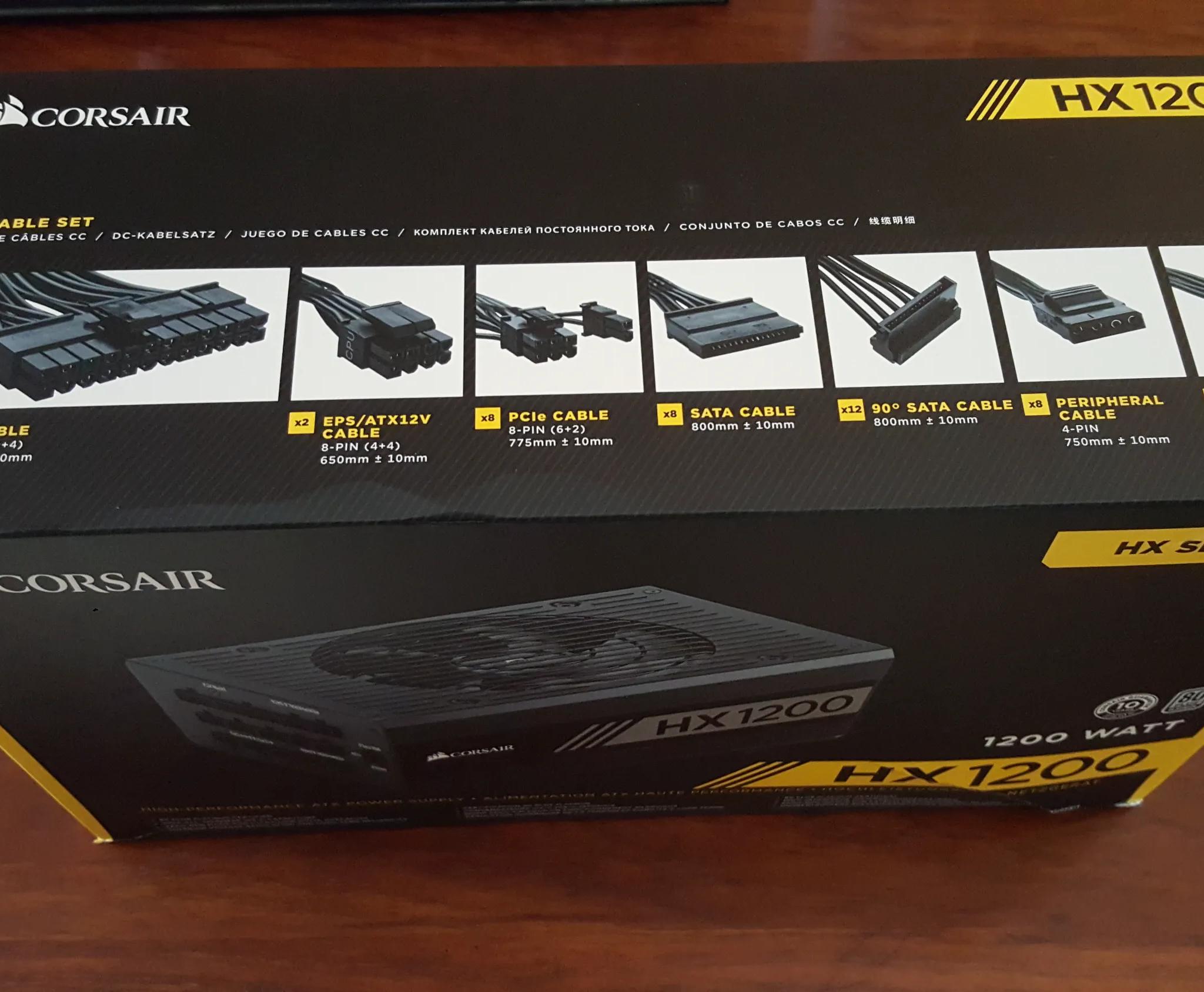Corsair HX1200 Power Supply | 80+ Platinum (Open box, Includes everything)