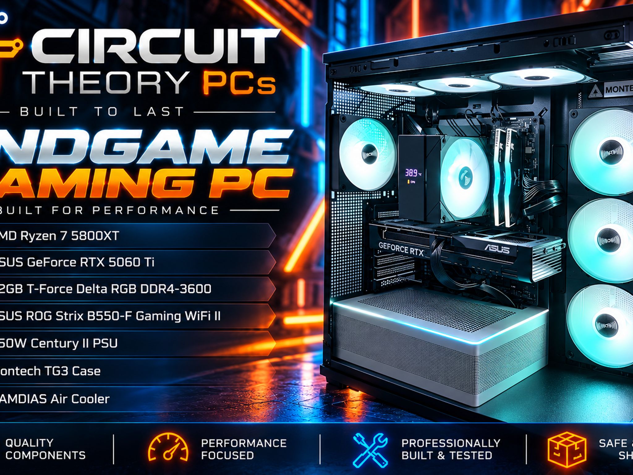 RTX 5060 Ti Gaming PC | Ryzen 7 5800XT | 32GB RAM | 1TB Gen4 NVMe
