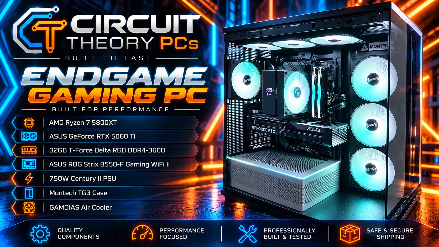 RTX 5060 Ti Gaming PC | Ryzen 7 5800XT | 32GB RAM | 1TB Gen4 NVMe