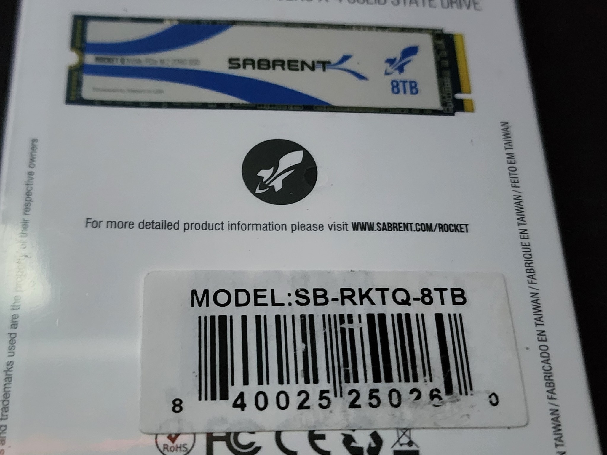 8TB Sabrent NVME SSD Gen 3