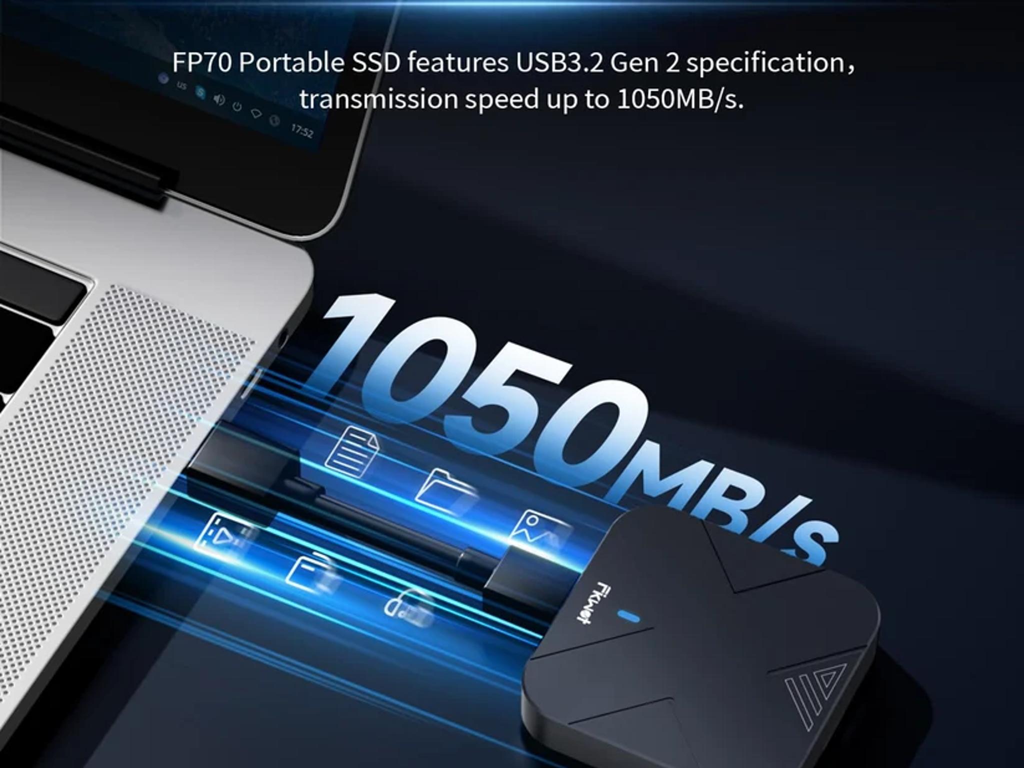 Fikwot FP70 External Magnetic PSSD 2TB Capacity with 1050 mb/s Read and Write Speeds