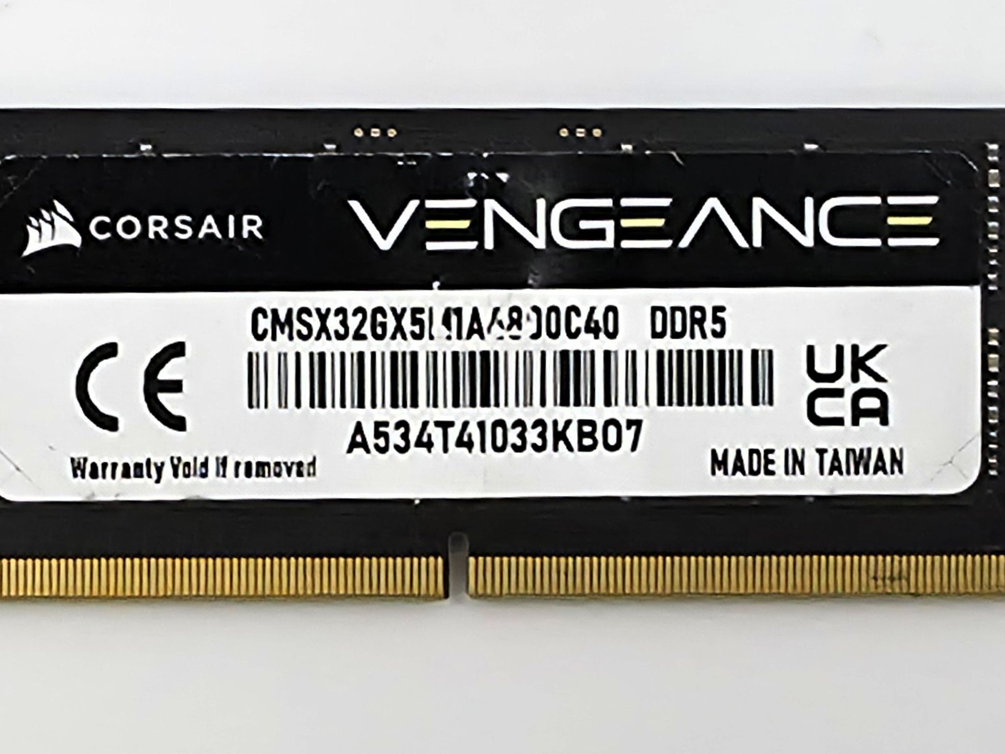 Corsair Vengeance 32GB DDR5-4800 CL40 SODIMM Laptop RAM CMSX32GX5M1A4800C40