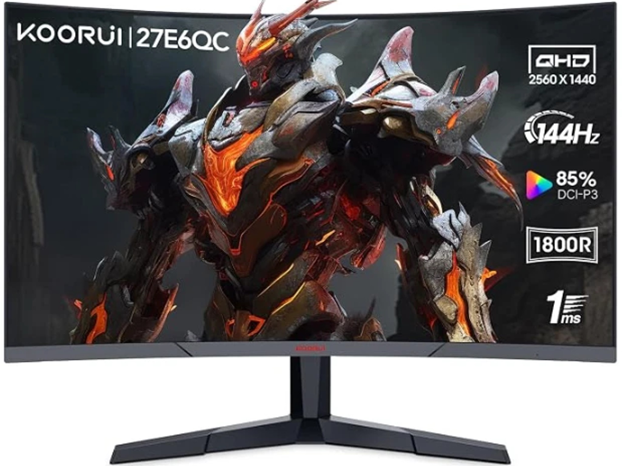 KOORUI 27" Curved Gaming Monitor 1440p QHD 144Hz 1ms VA AdaptiveSync