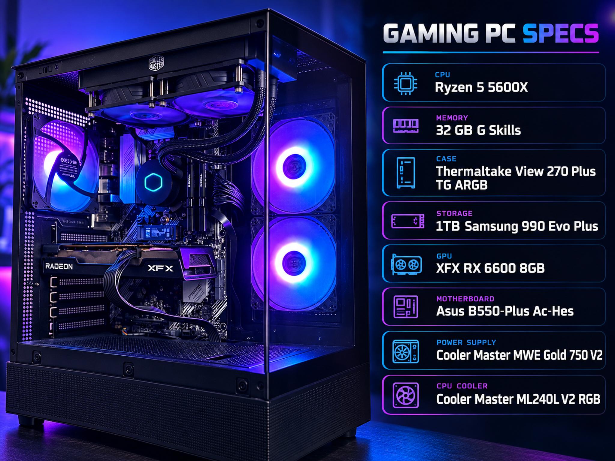 Radeon RX 6600 Custom Gaming PC - Ryzen 5 5600X