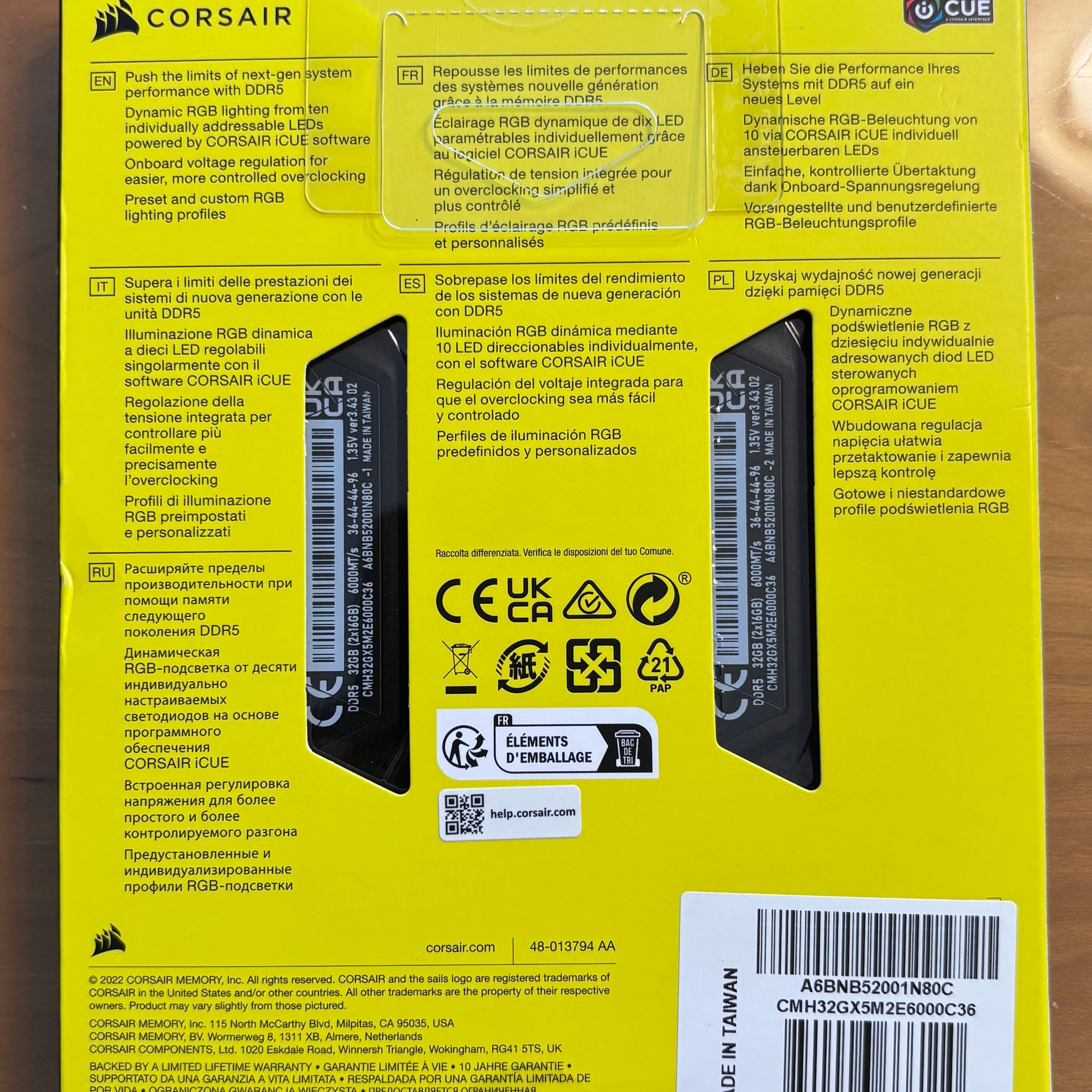Corsair DDR5 6400 32GBs XMP