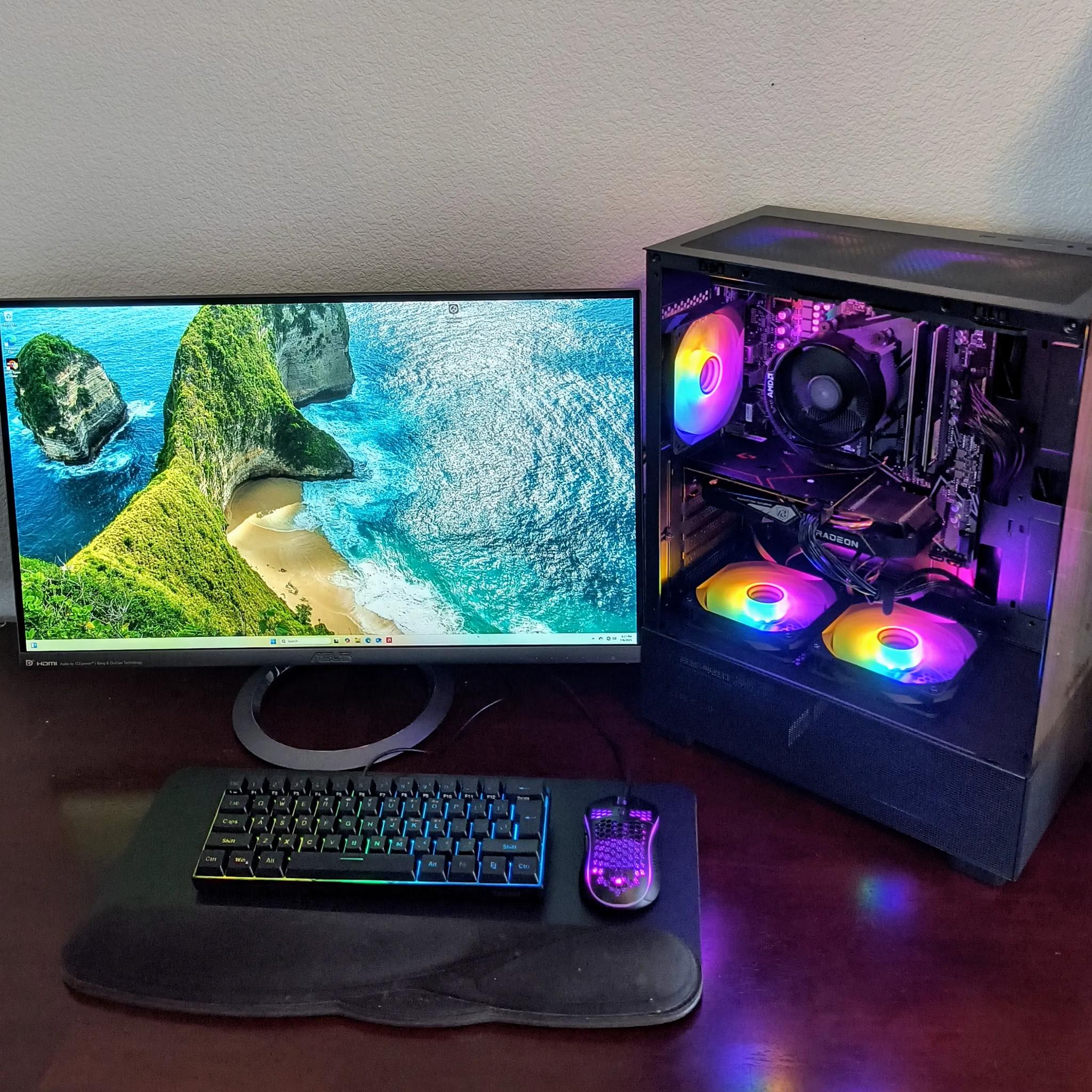 🏆 TRIUMPH 🏆 New Gaming PC, AMD 6500xt+5 3600= Great Value & High Performance, 1TB SSD, Black.