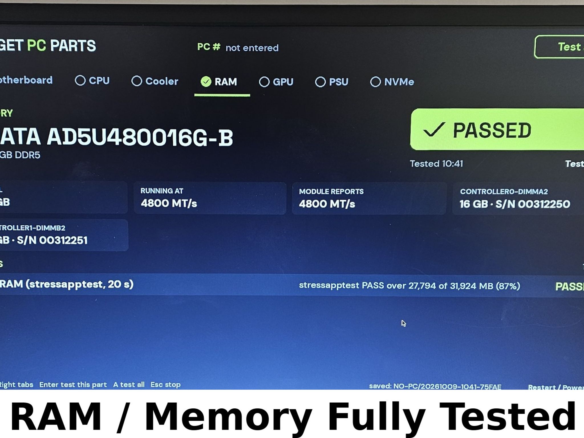 32GB DDR5 (2x16GB) CL40 4800MT/s ADATA