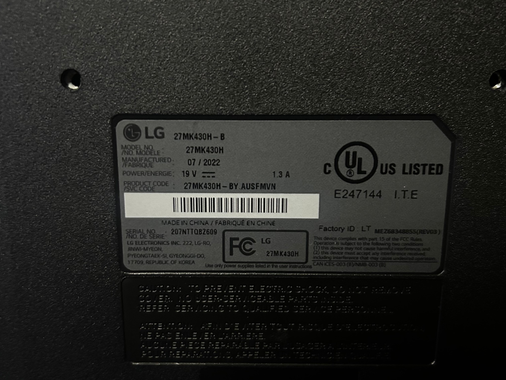 LG 27” Full HD (1920x1080) IPS LED Monitor with Radeon FreeSync™