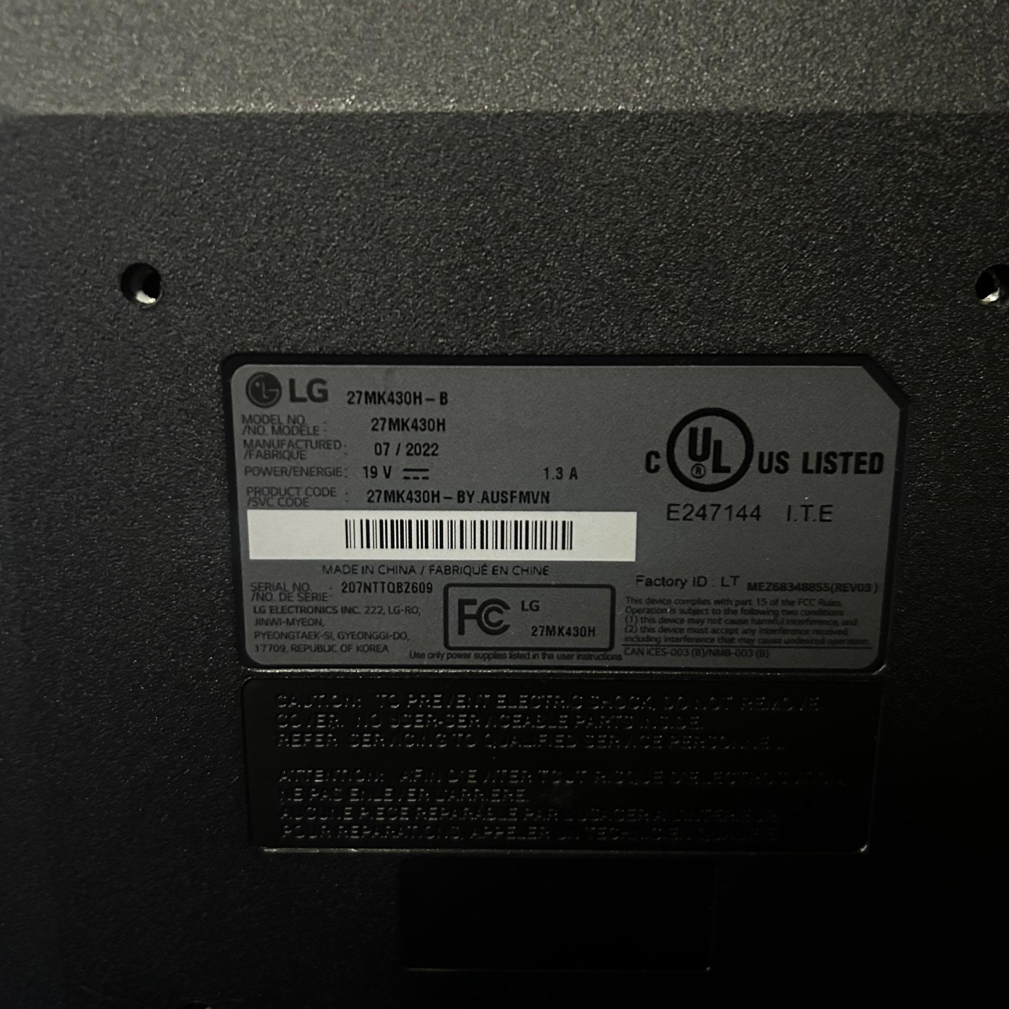 LG 27” Full HD (1920x1080) IPS LED Monitor with Radeon FreeSync™